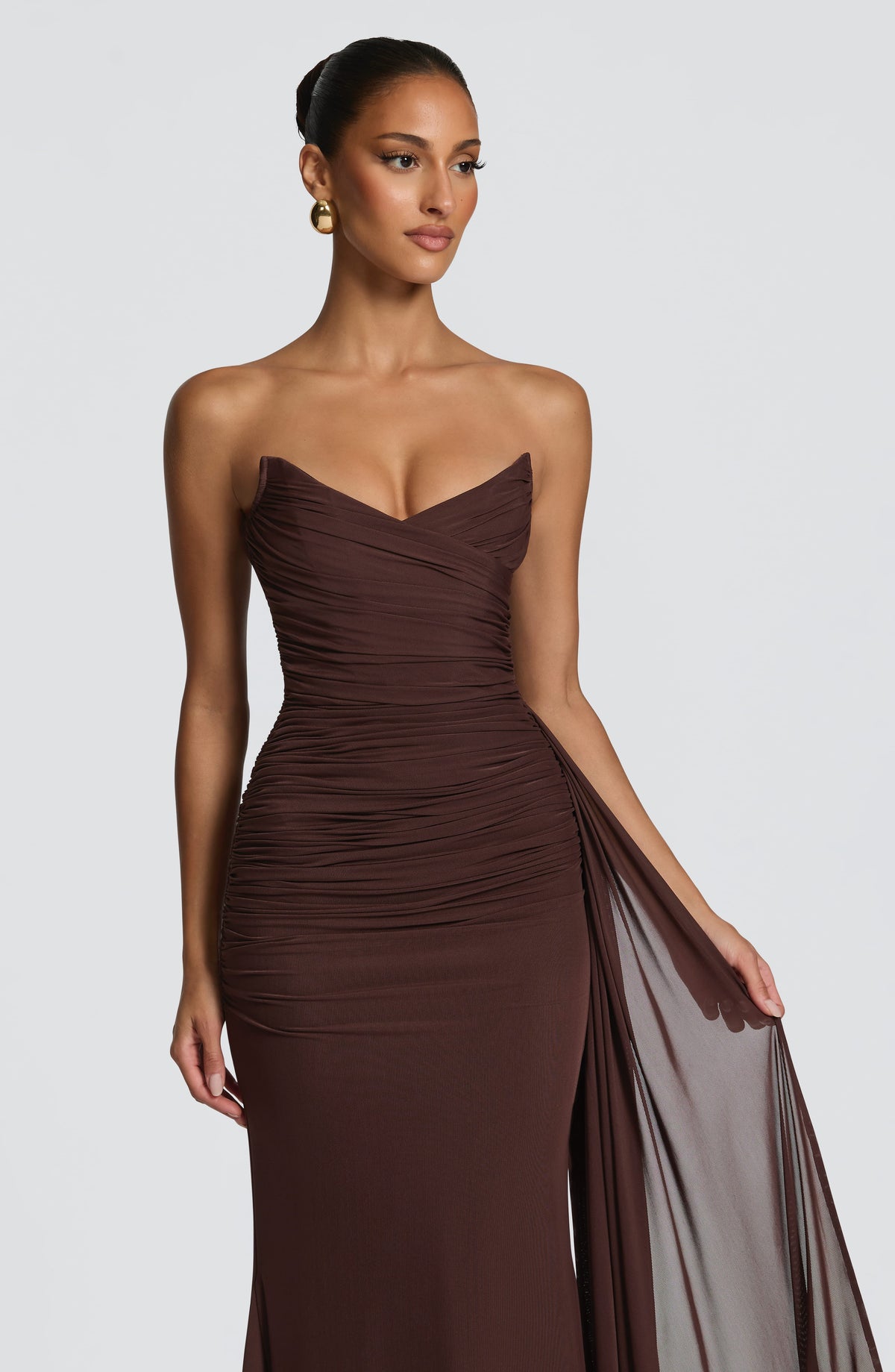 Ashira Maxi Dress in Plum Brown