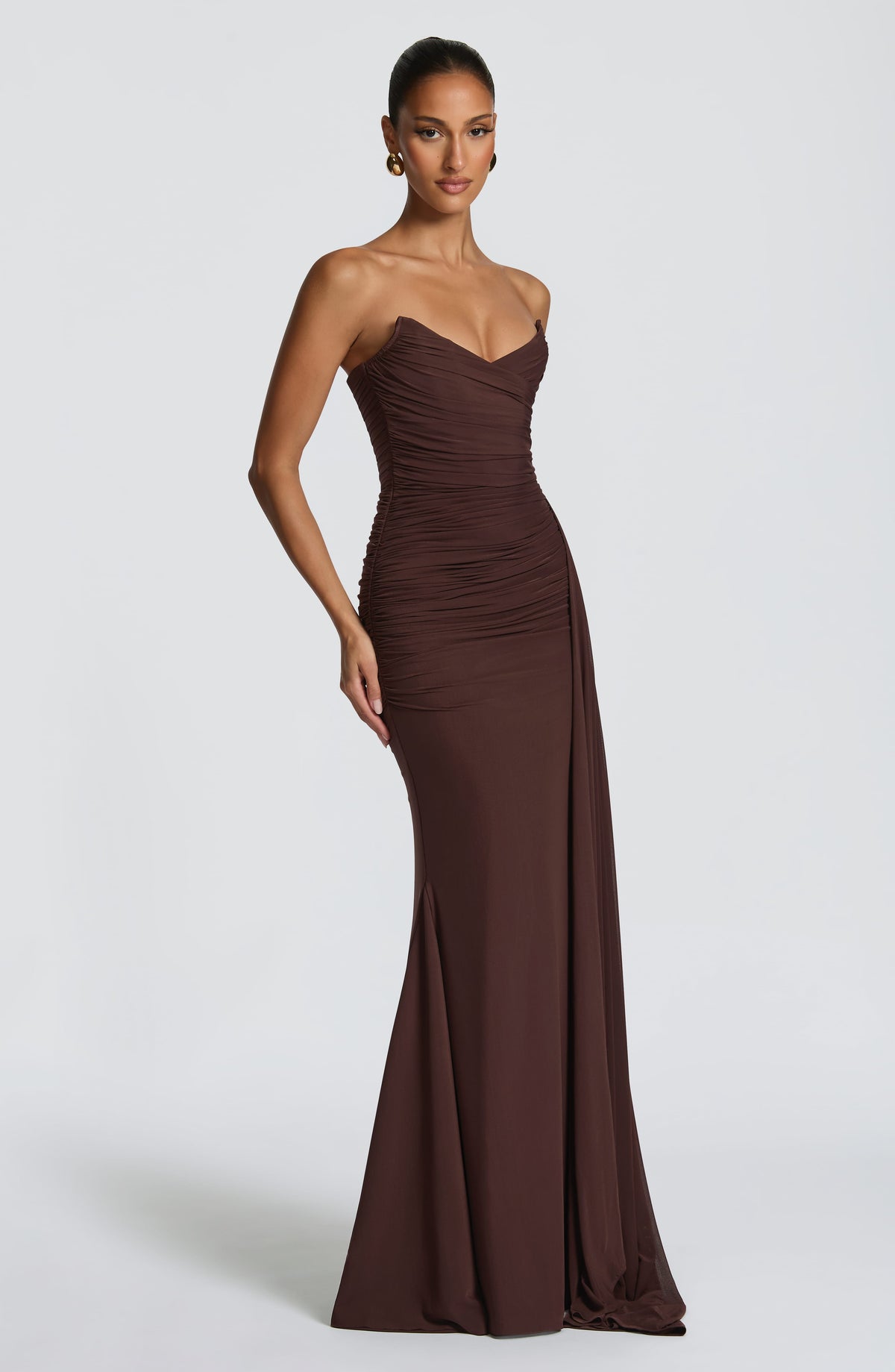 Ashira Maxi Dress in Plum Brown