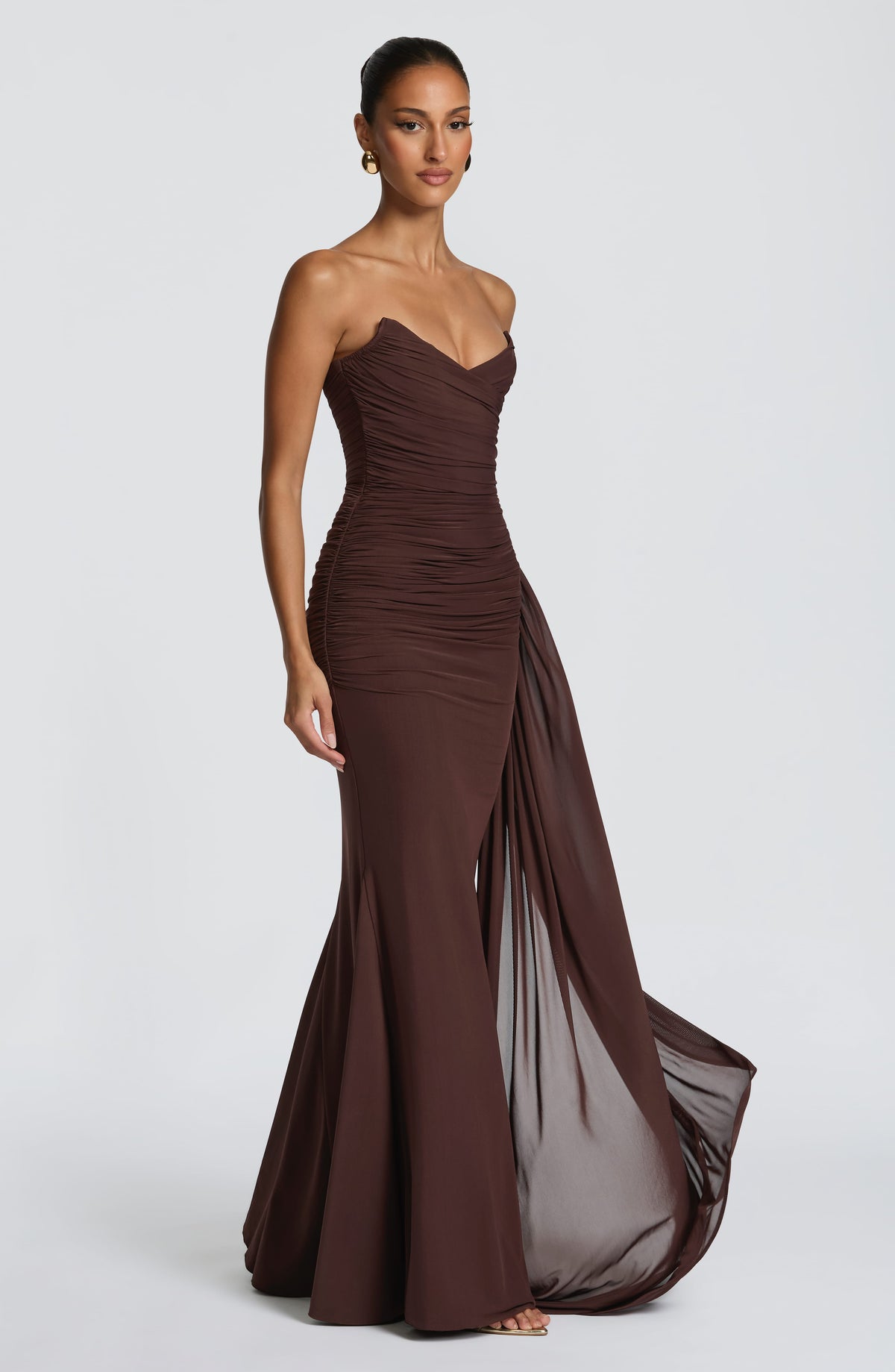 Ashira Maxi Dress in Plum Brown
