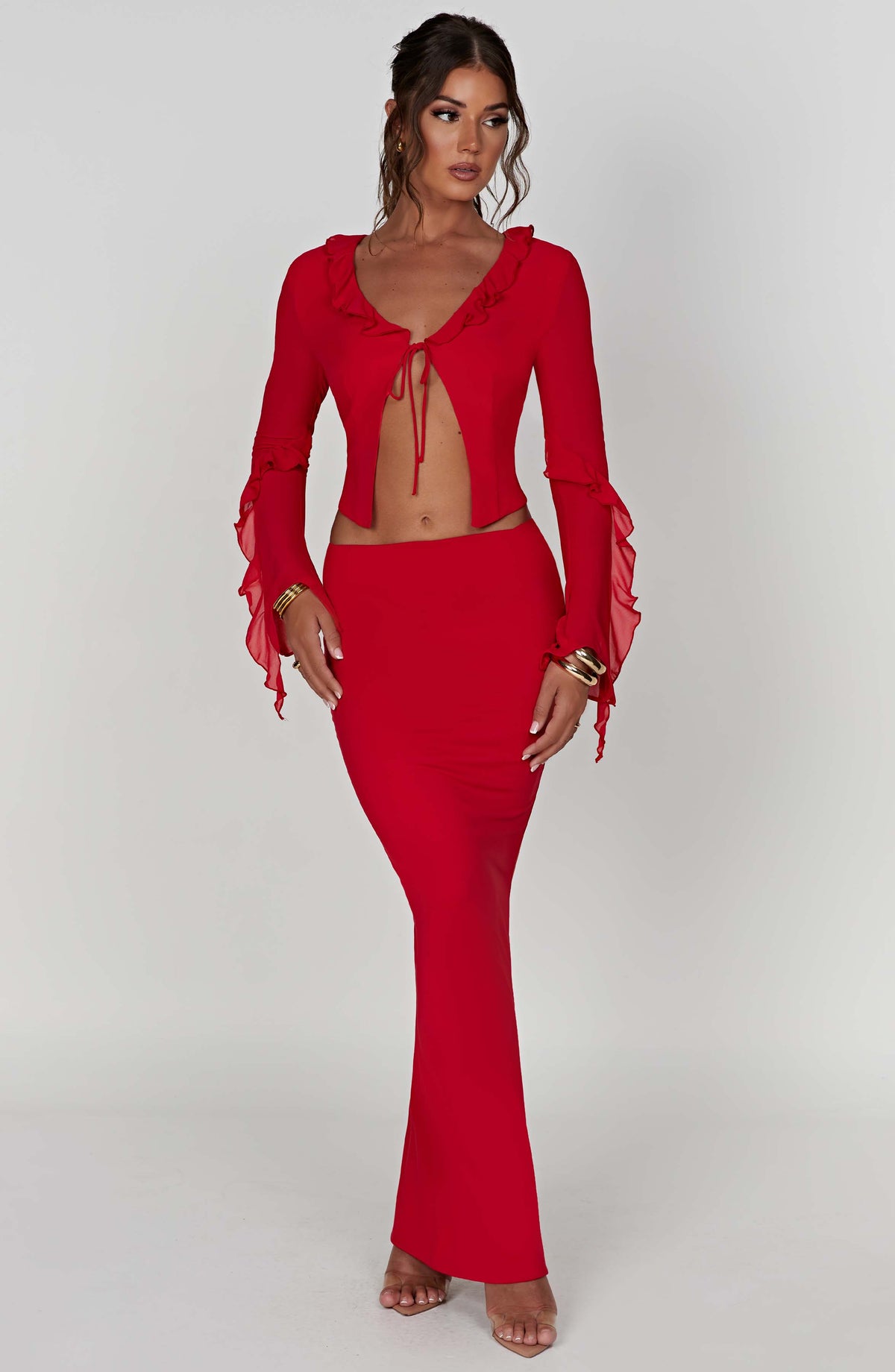 Astara Maxi Skirt in Red