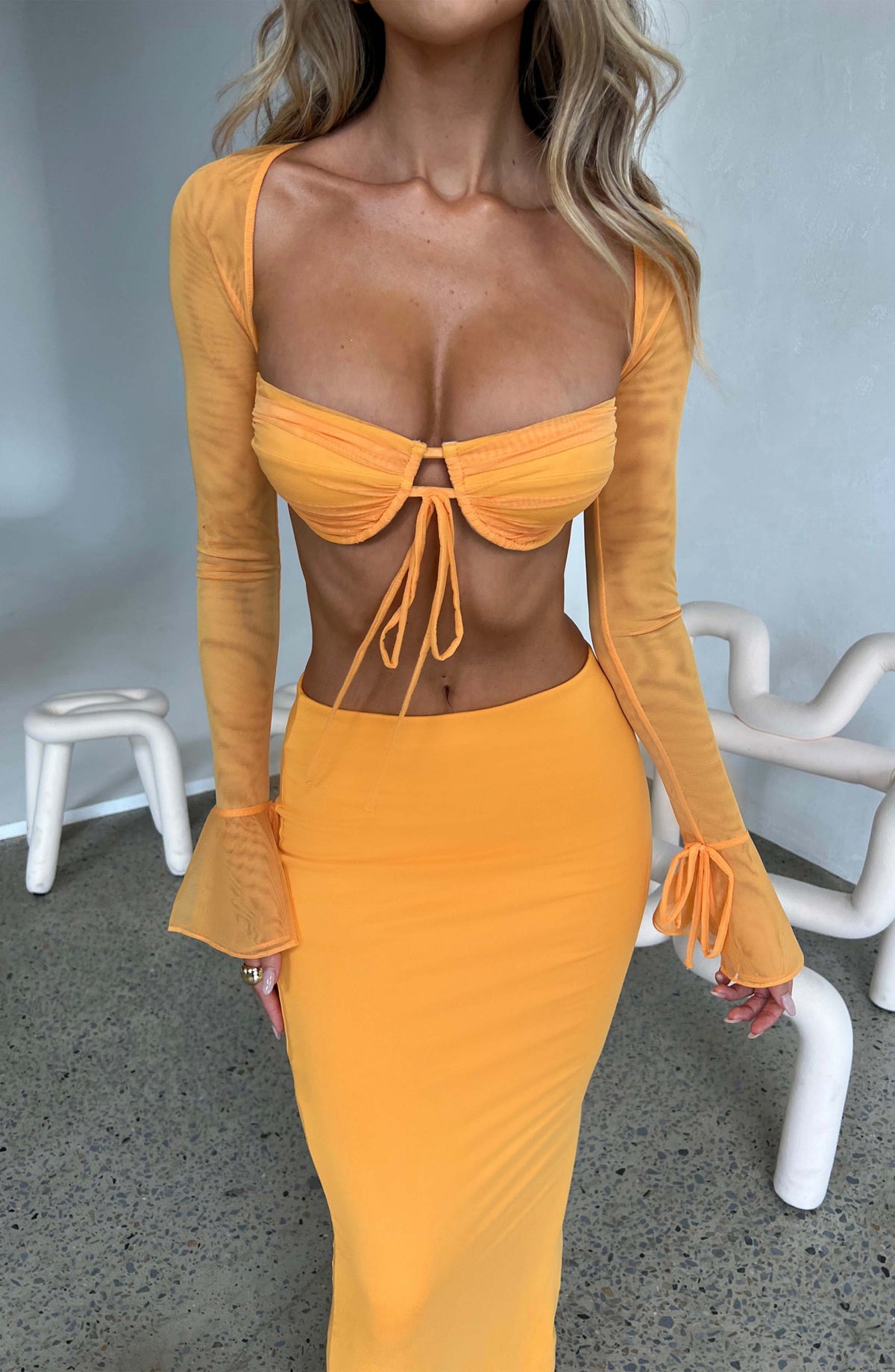 Astara Maxi Skirt in Tangerine