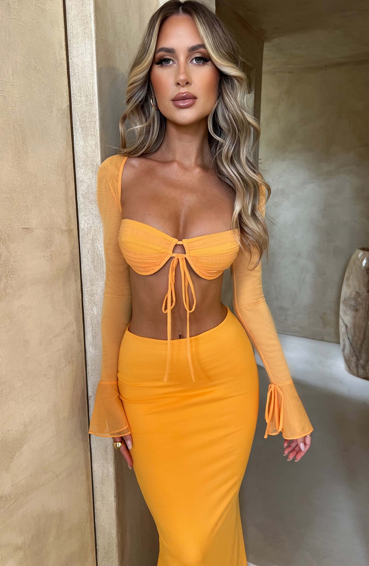 Astara Maxi Skirt in Tangerine