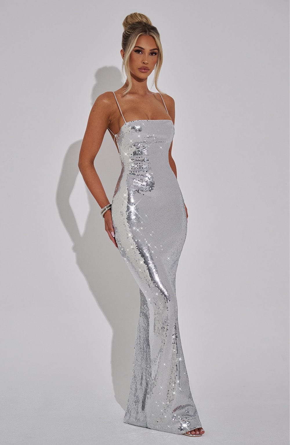 Atalia Maxi Dress in Silver