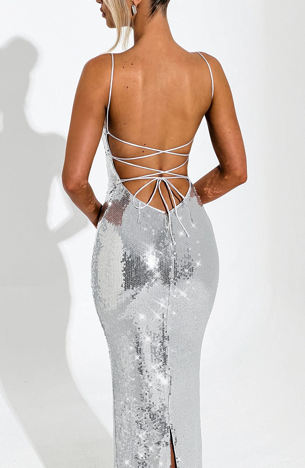 Atalia Maxi Dress in Silver