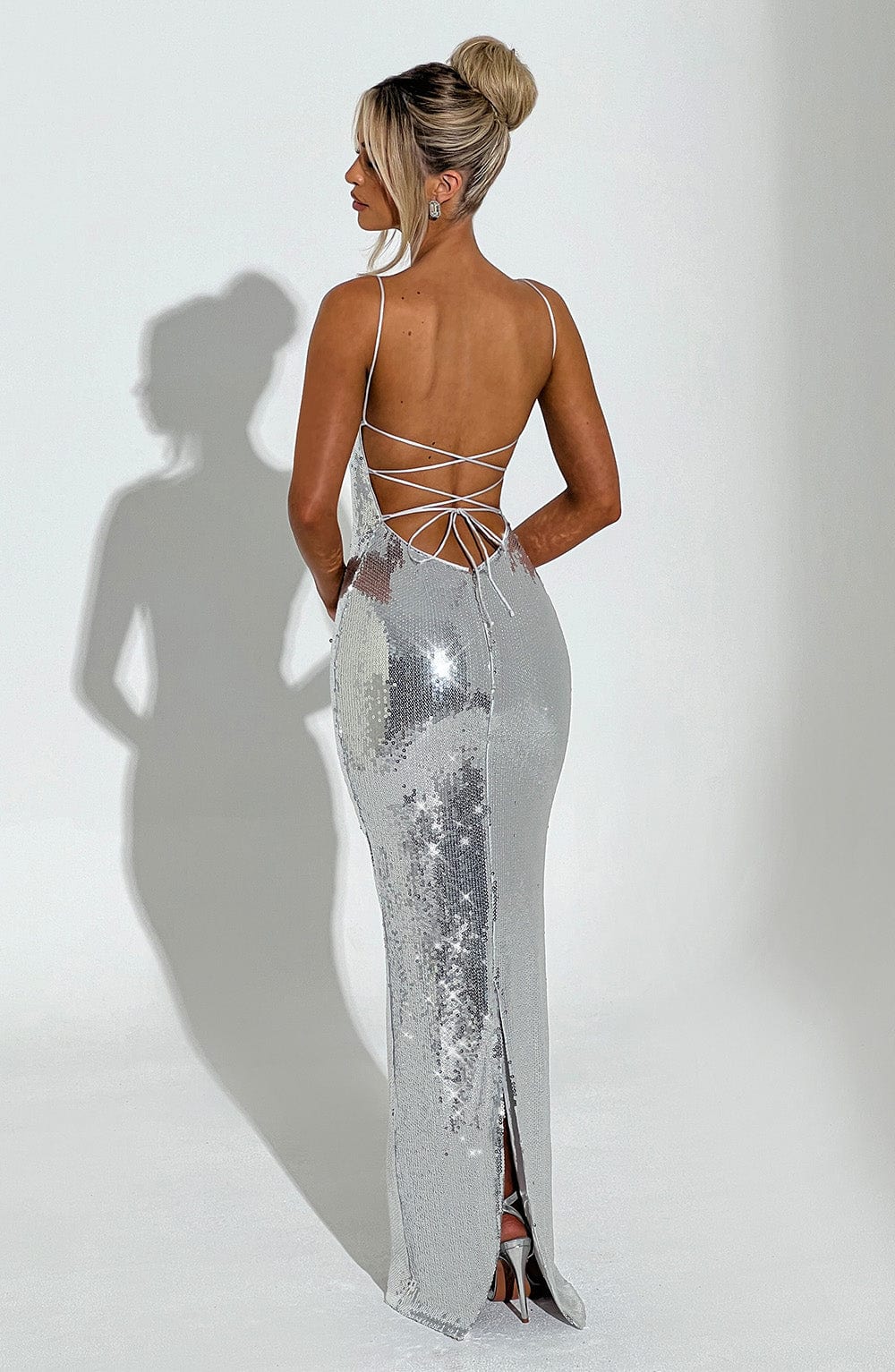 Atalia Maxi Dress in Silver
