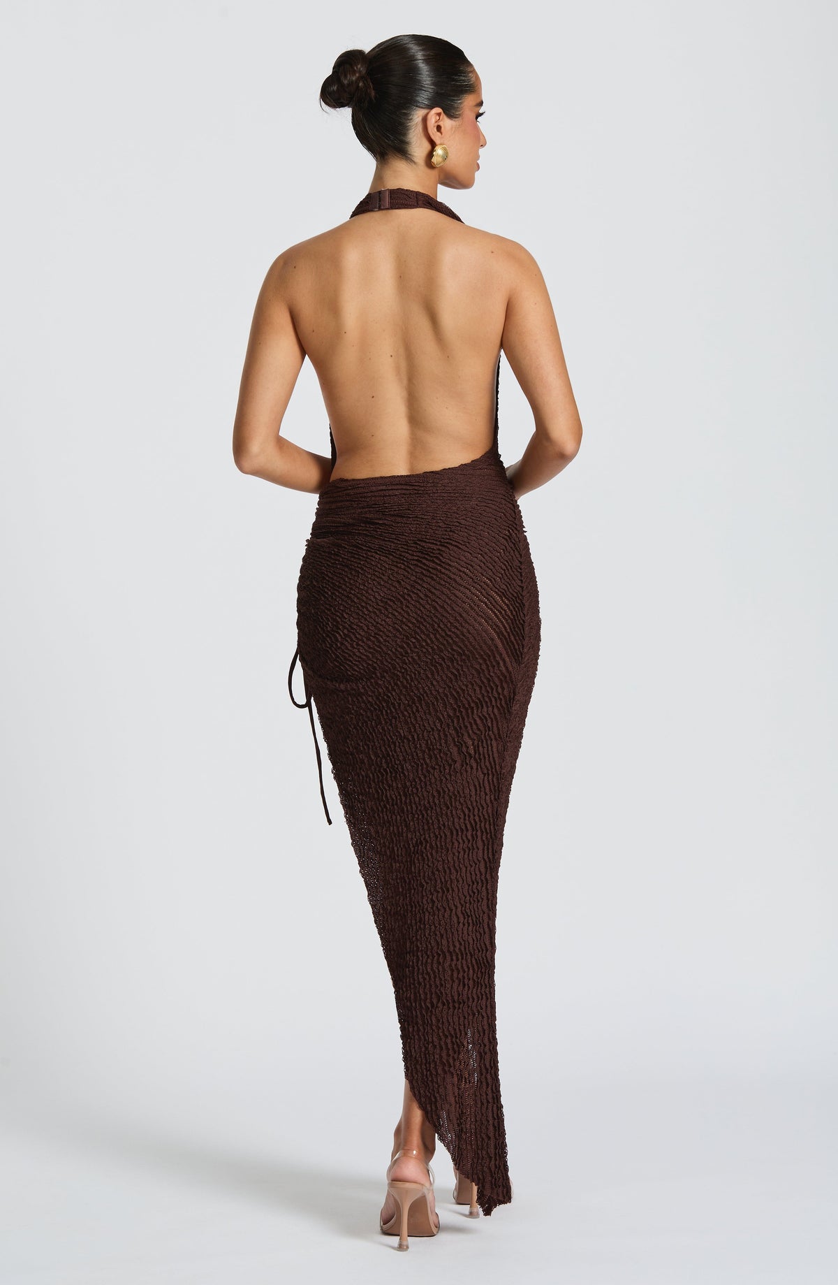 Ayla Midi Dress in Plum Brown