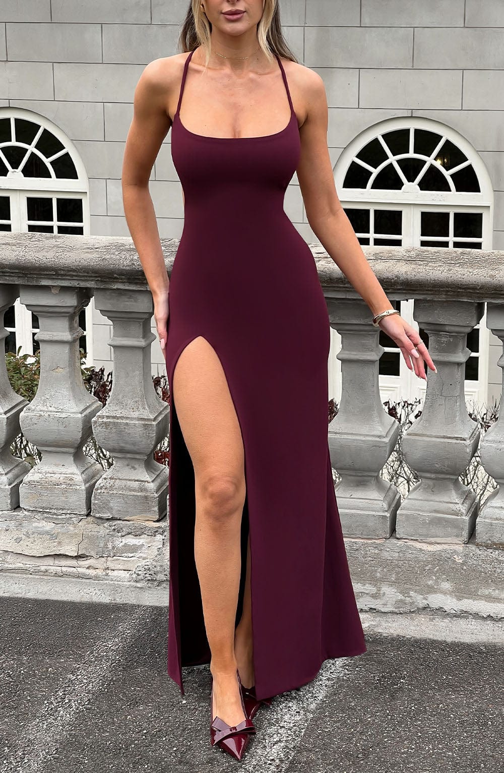 Beatrix Maxi Dress in Cherry Lacquer
