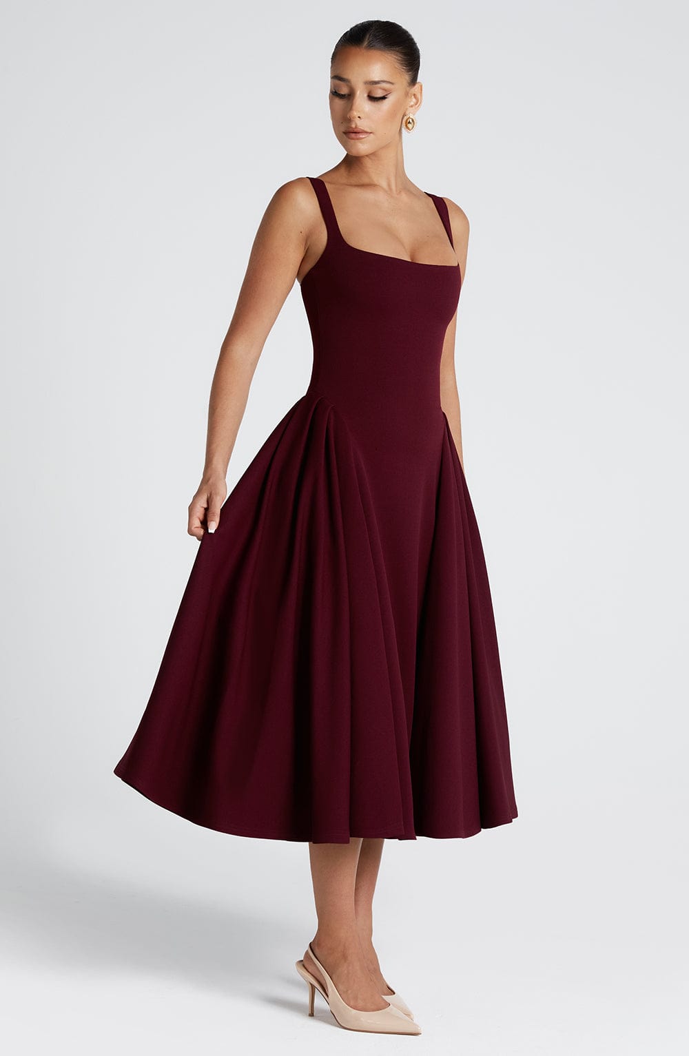 Bettina Midi Dress in Cherry Lacquer