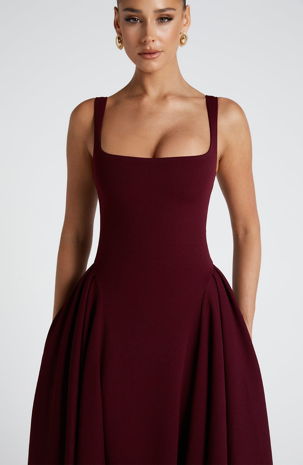 Bettina Midi Dress in Cherry Lacquer