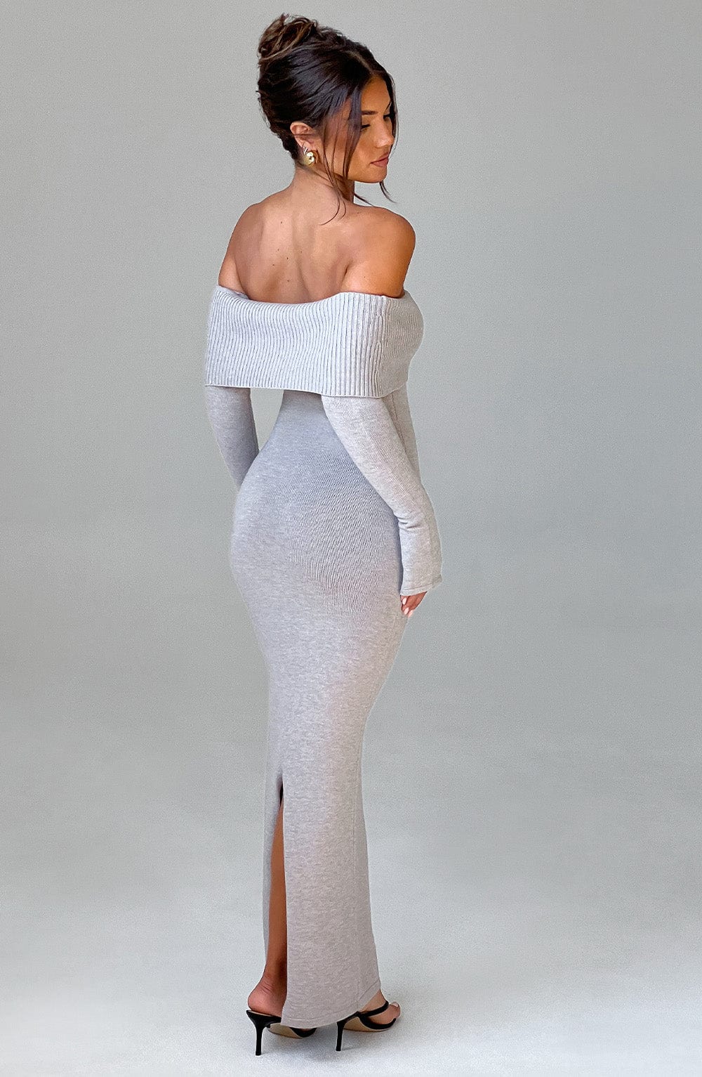 Beverly Knit Maxi Dress in Light Grey Marl