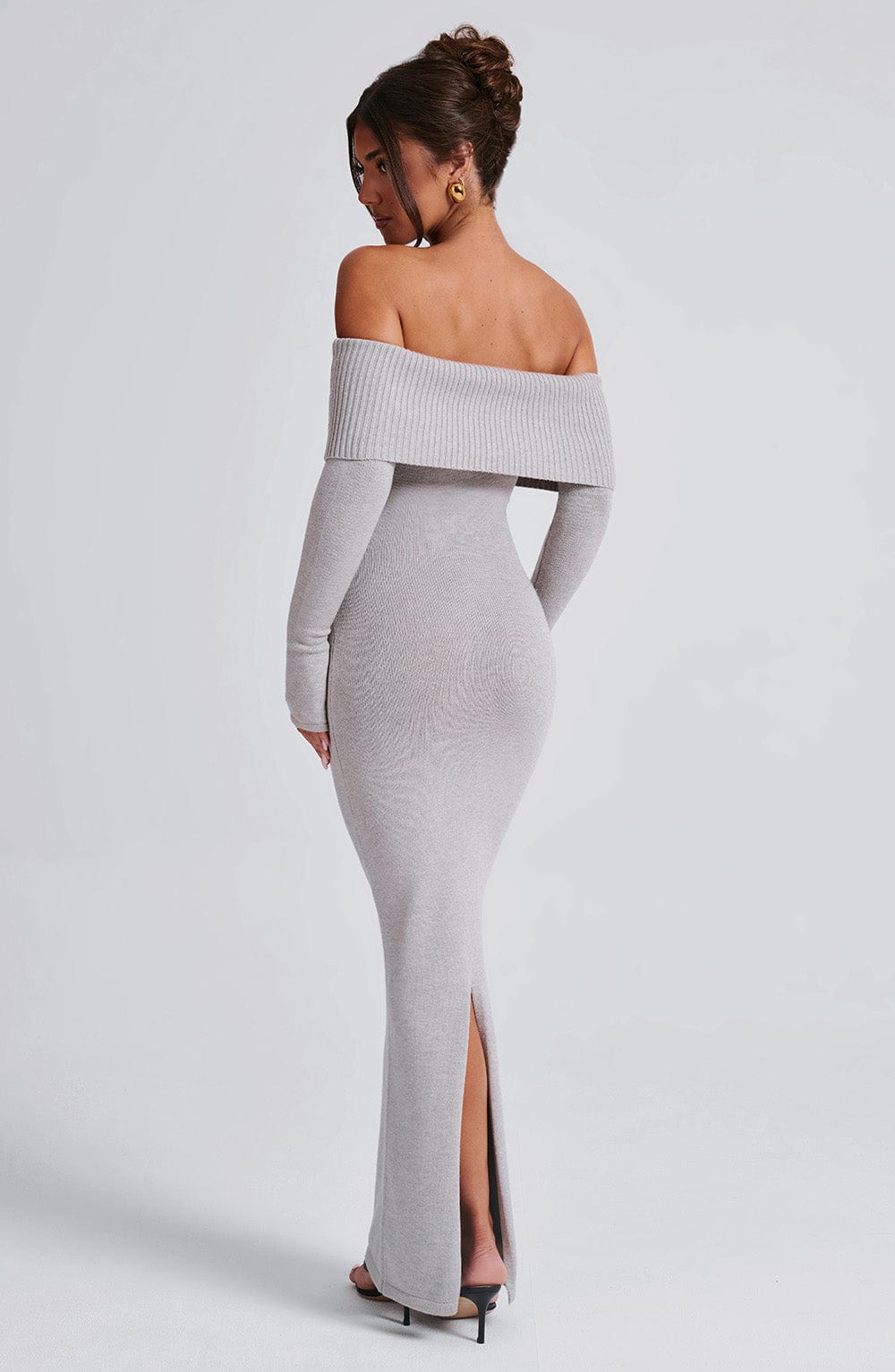 Beverly Knit Maxi Dress in Light Grey Marl