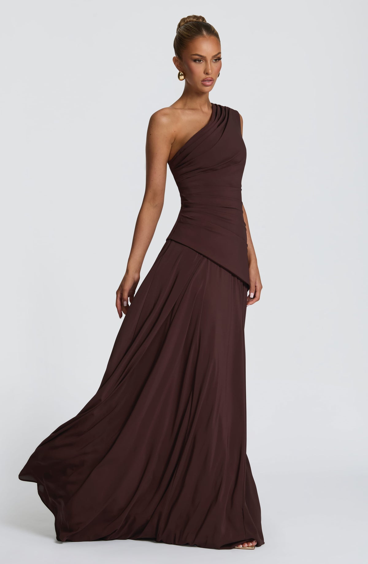 Bianka Maxi Dress in Plum Brown