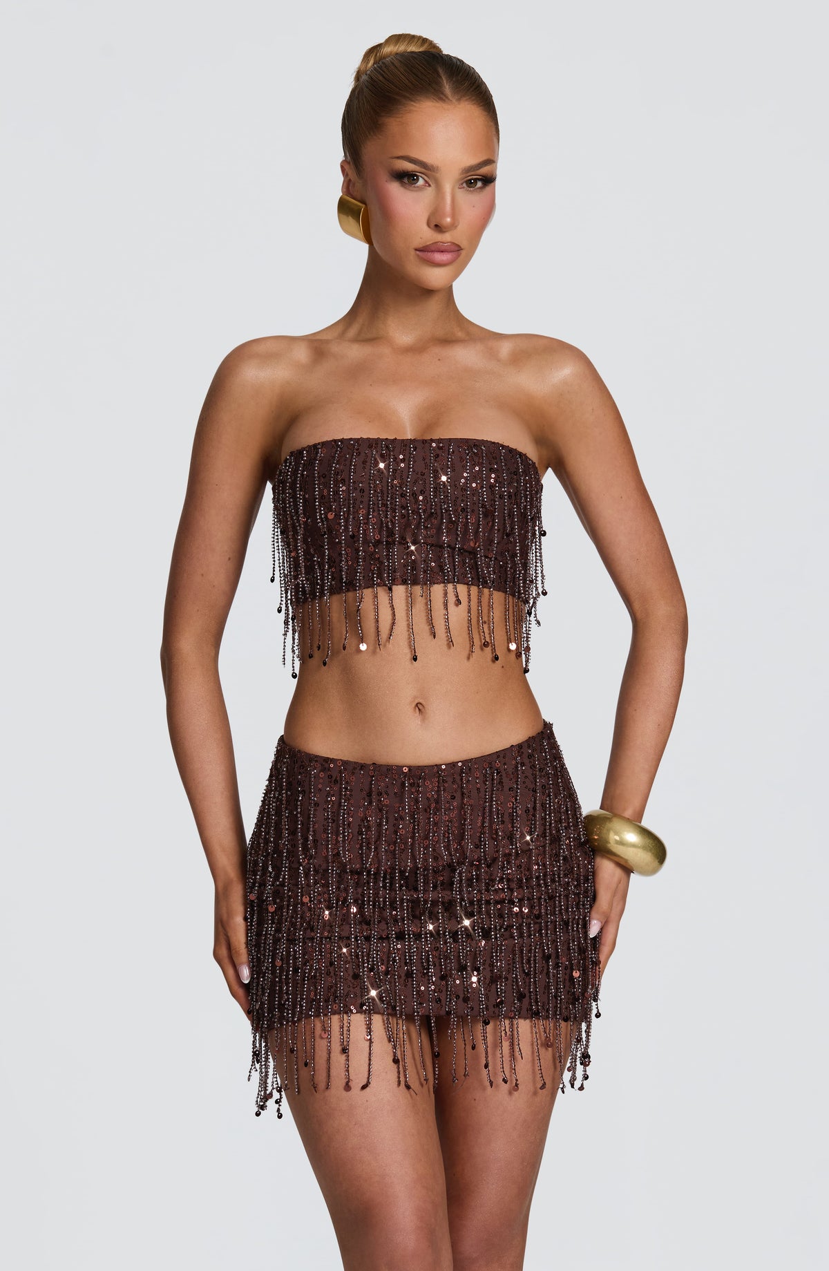 Blayne Mini Skirt in Plum Brown