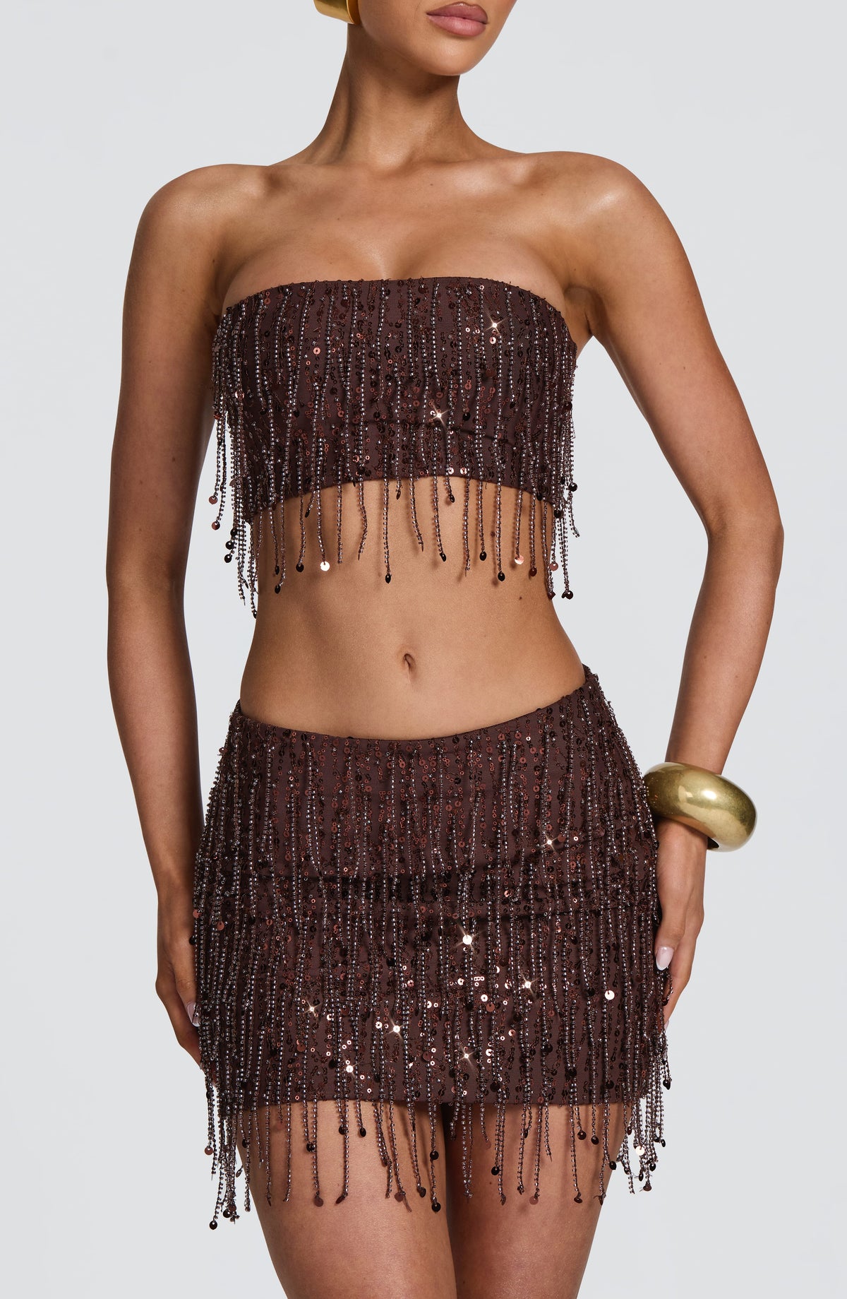 Blayne Mini Skirt in Plum Brown