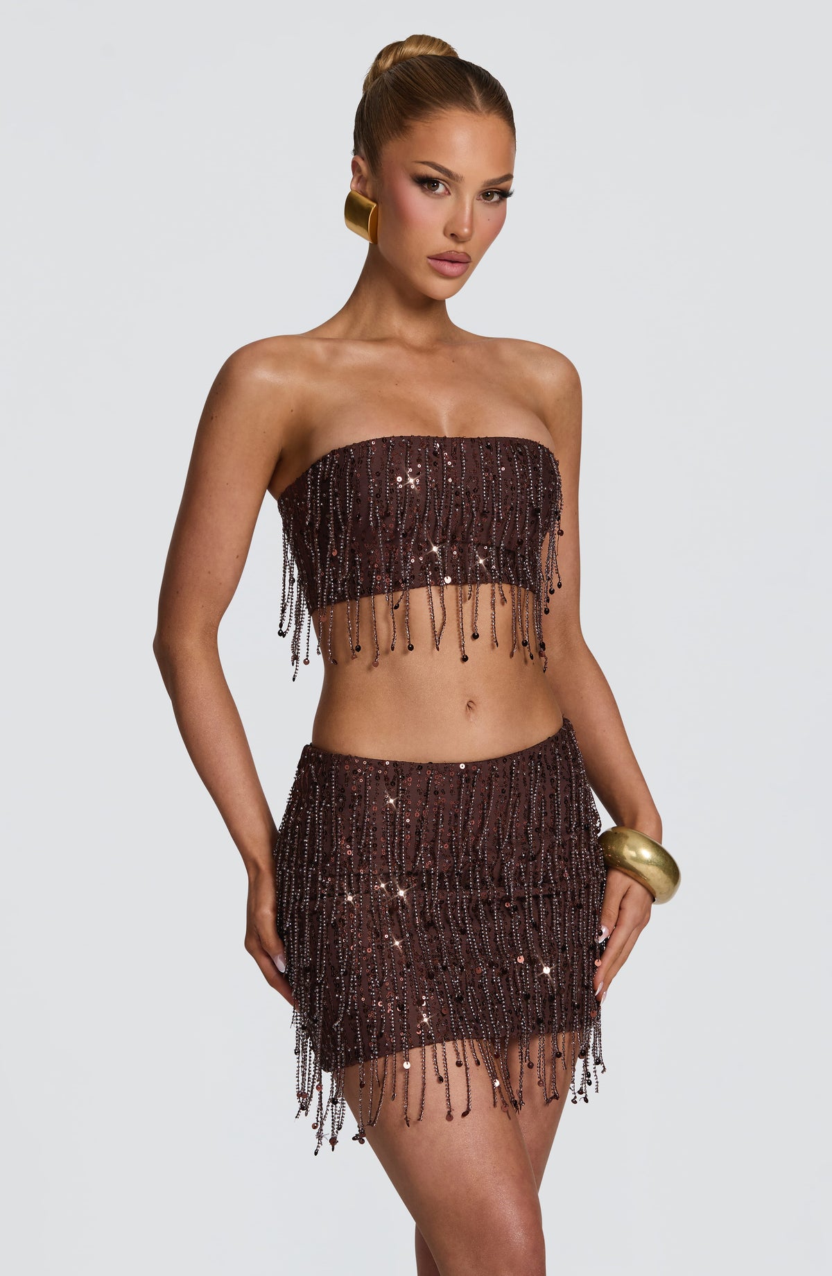 Blayne Mini Skirt in Plum Brown