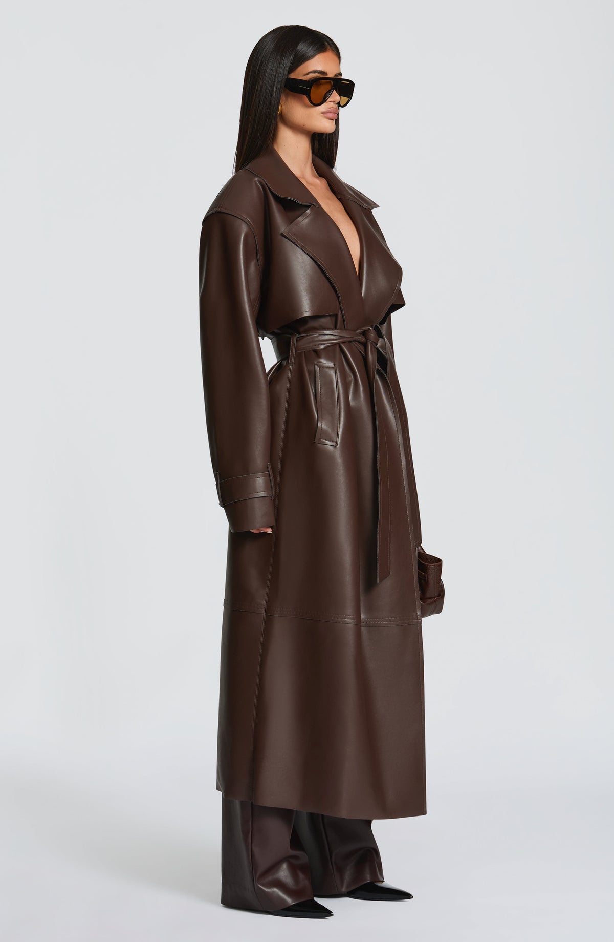 Brigitte Trench Coat in Plum Brown