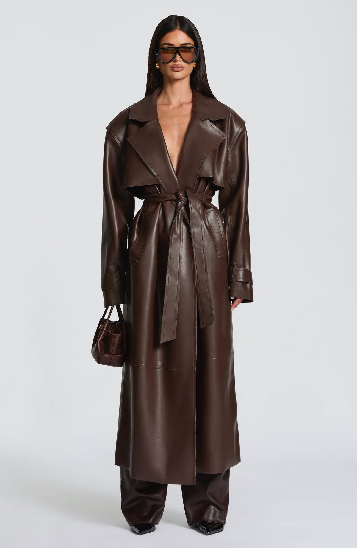Brigitte Trench Coat in Plum Brown
