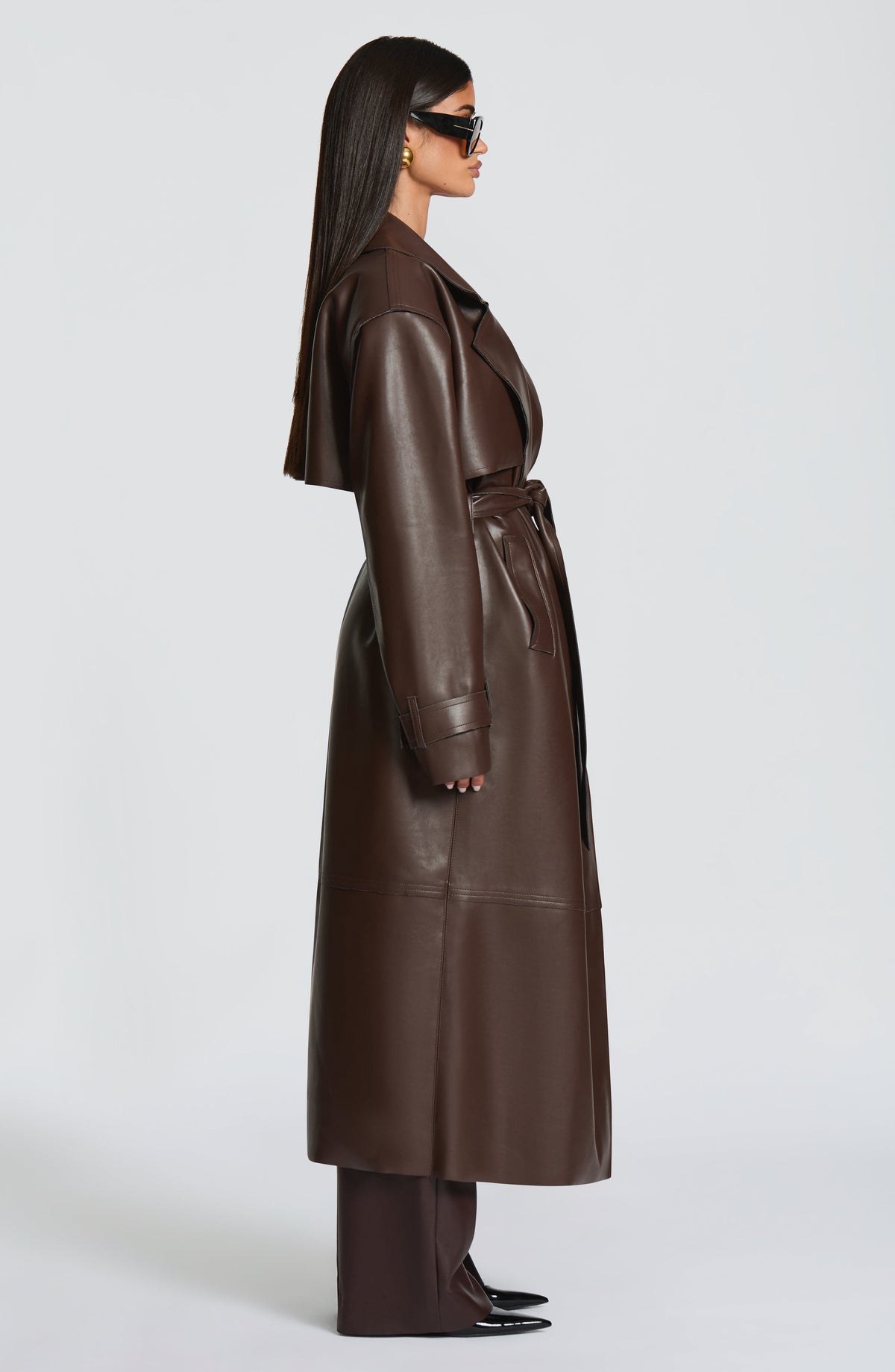 Brigitte Trench Coat in Plum Brown