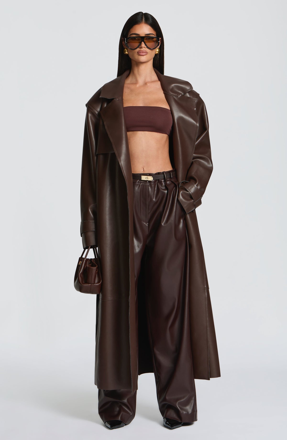 Brigitte Trench Coat in Plum Brown