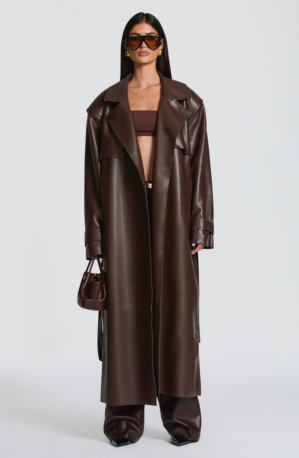 Brigitte Trench Coat in Plum Brown