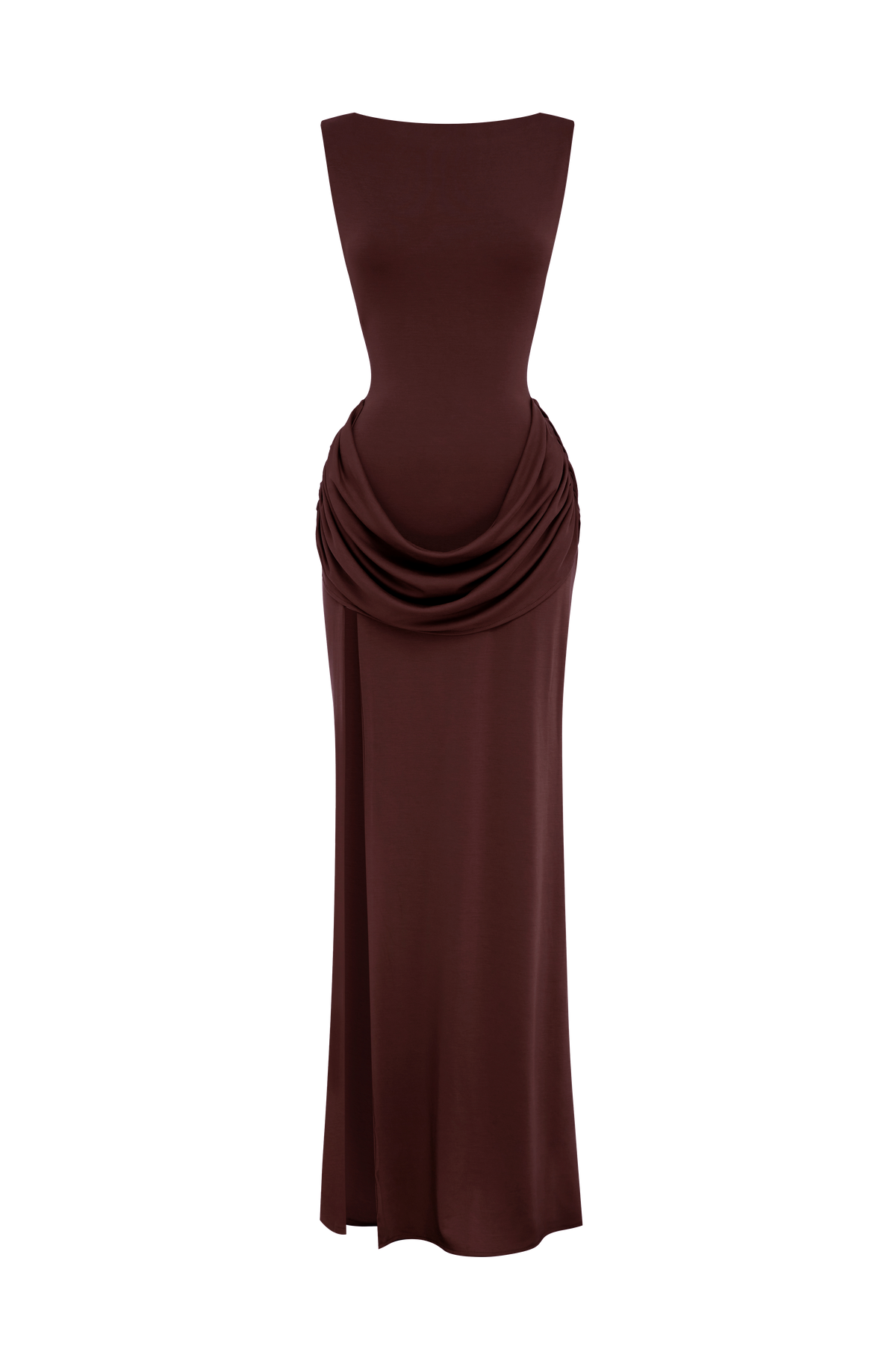 Bruna Maxi Dress in Plum Brown