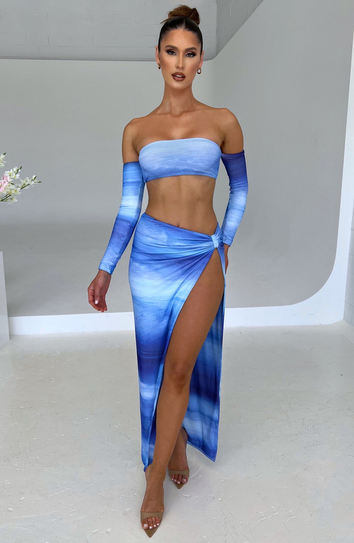 Brynn Top in Blue Haze Print