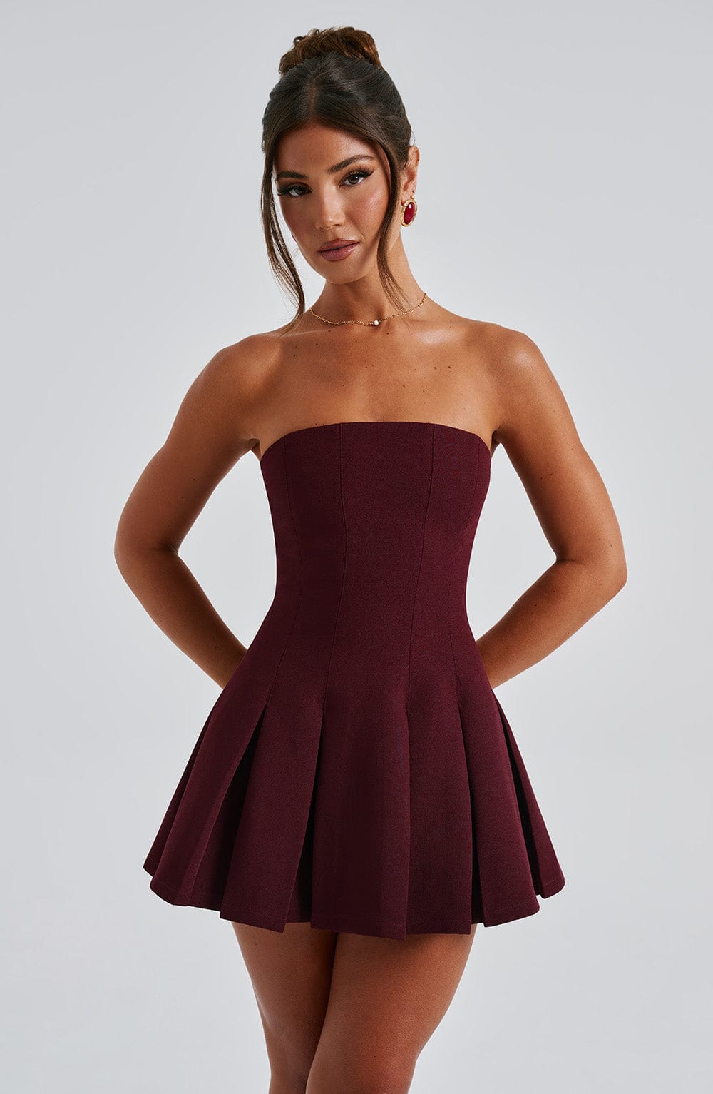 Bryony Mini Dress in Cherry Lacquer