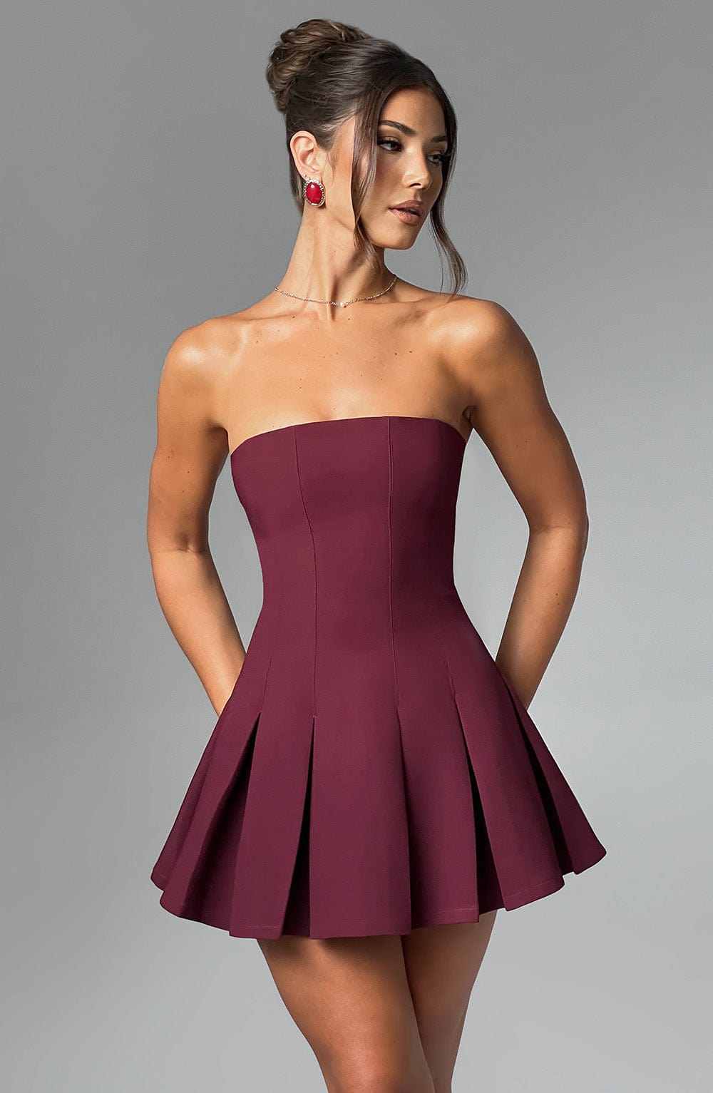 Bryony Mini Dress in Cherry Lacquer