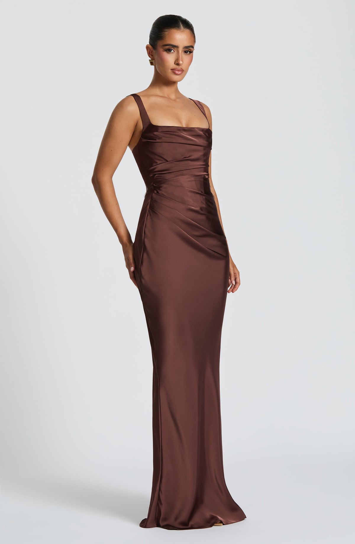 Calandra Maxi Dress in Plum Brown