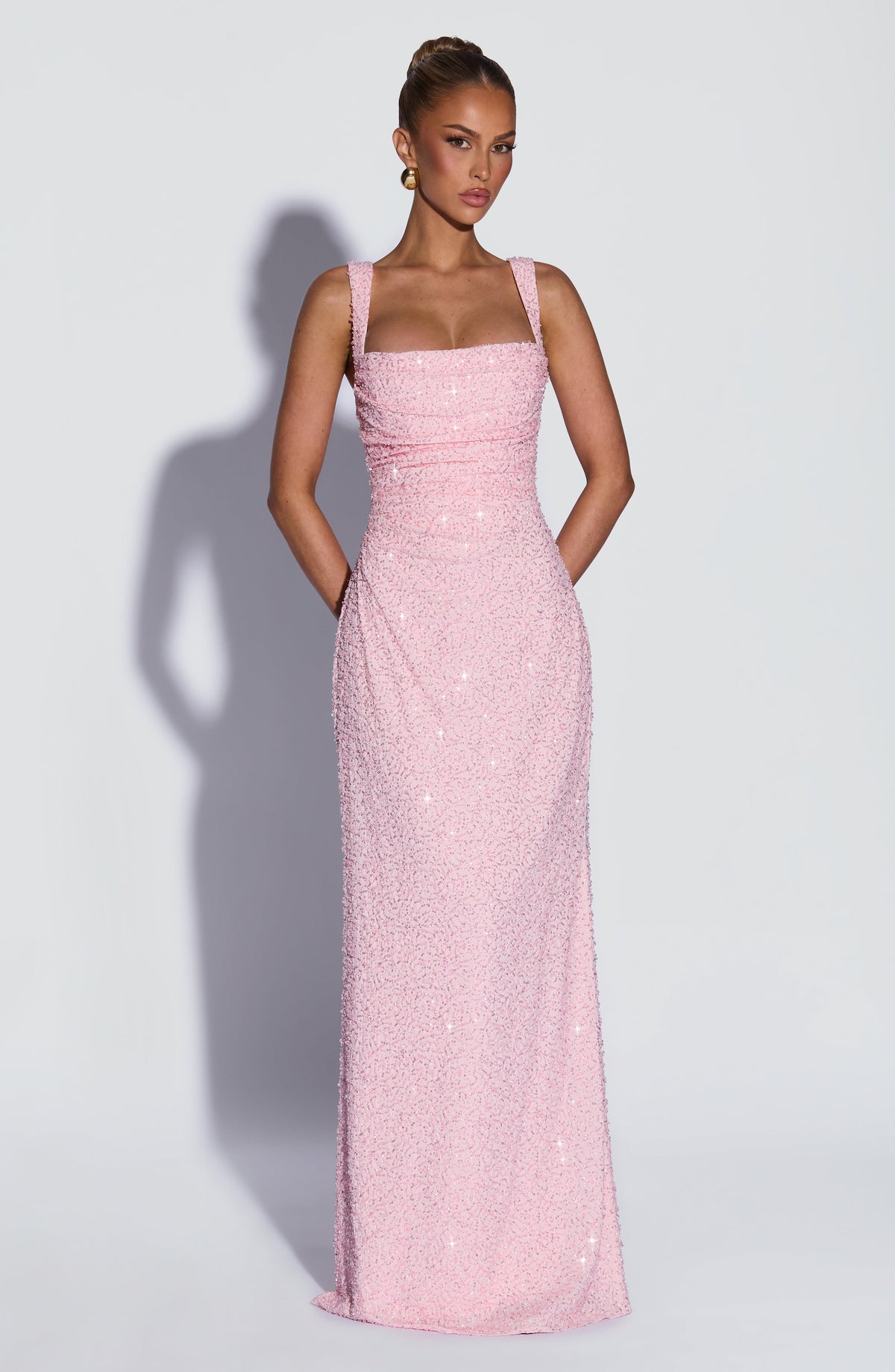 Calandra Maxi Dress in Blush Sparkle
