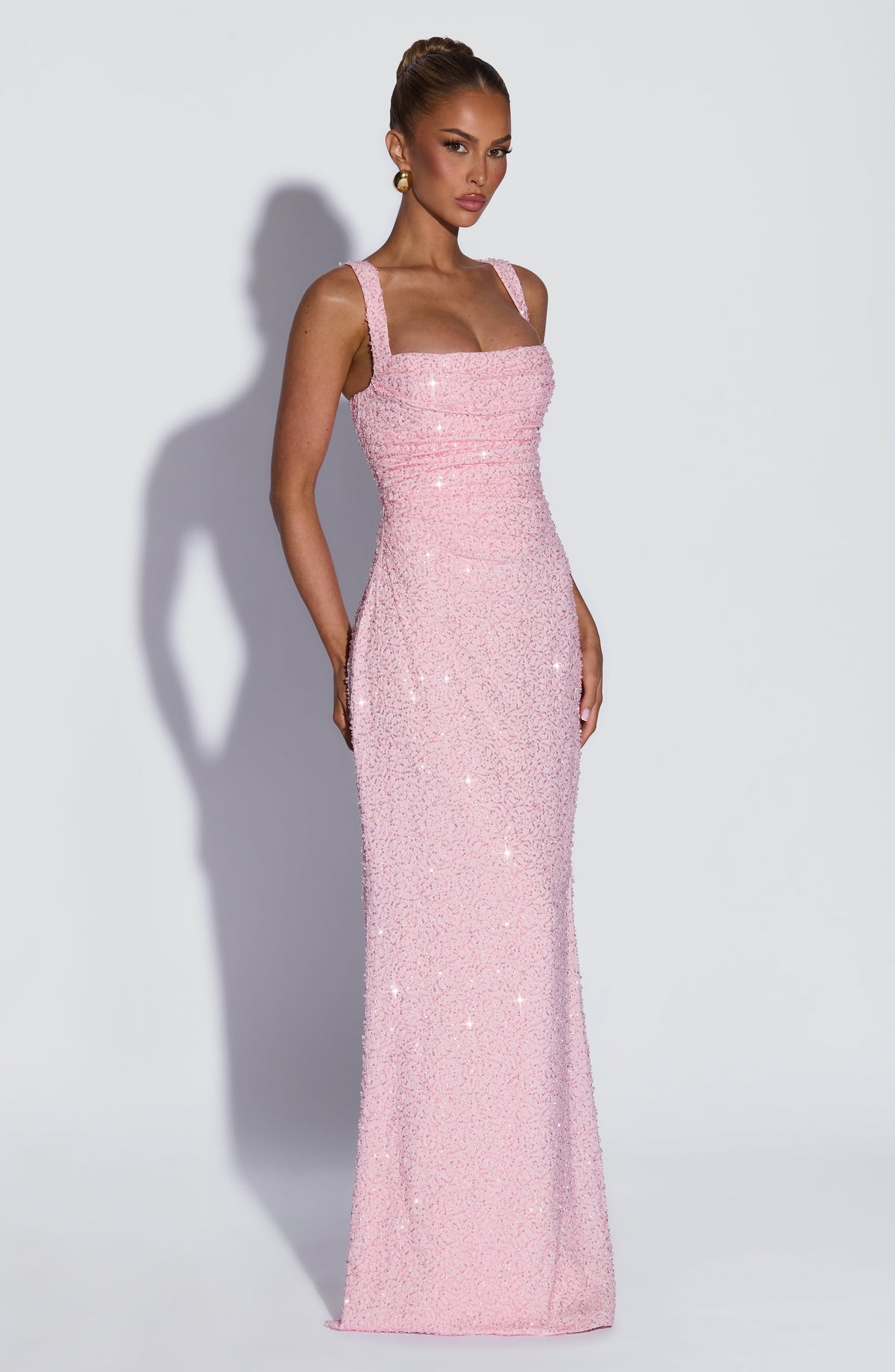 Calandra Maxi Dress in Blush Sparkle