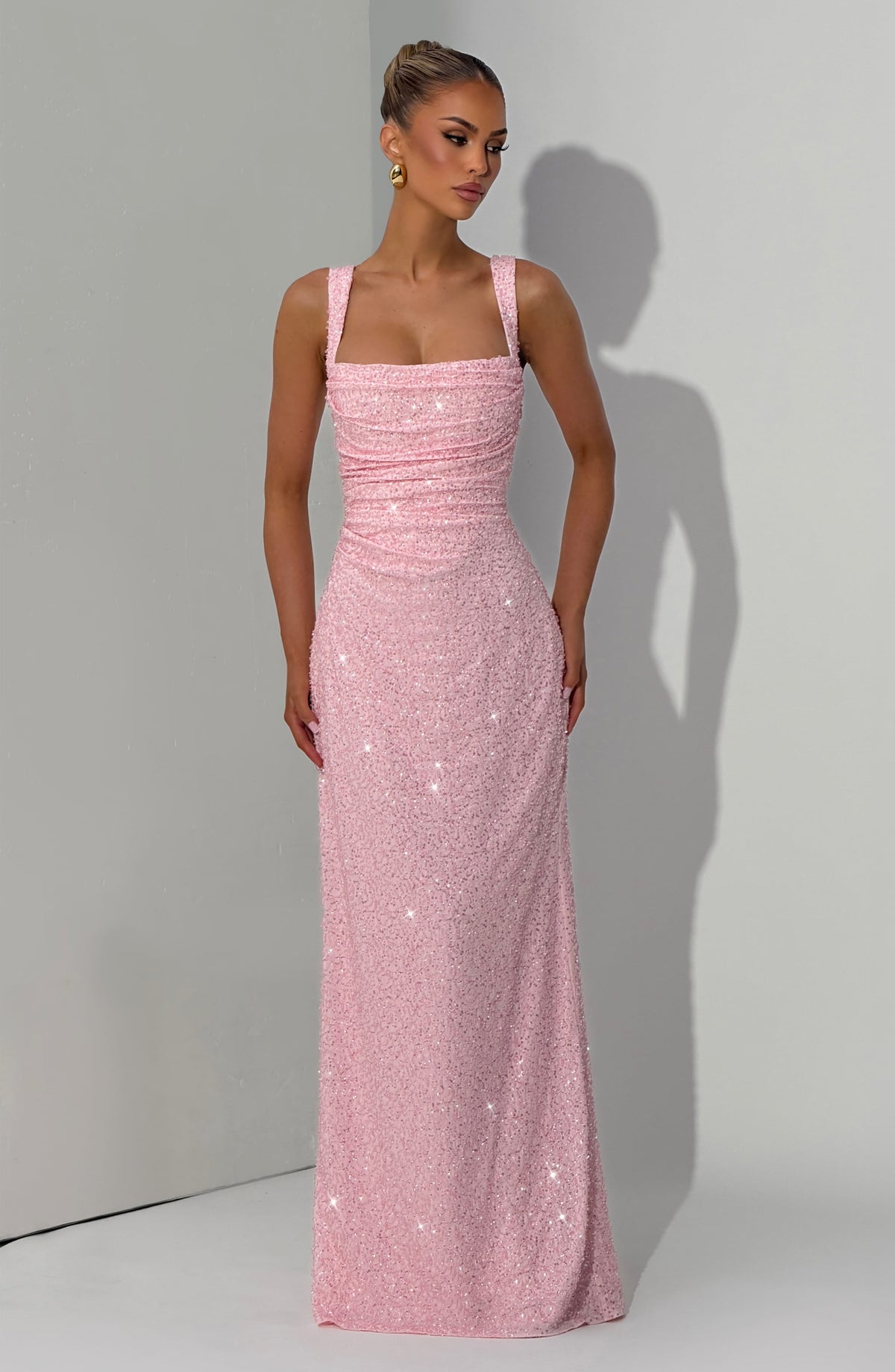 Calandra Maxi Dress in Blush Sparkle