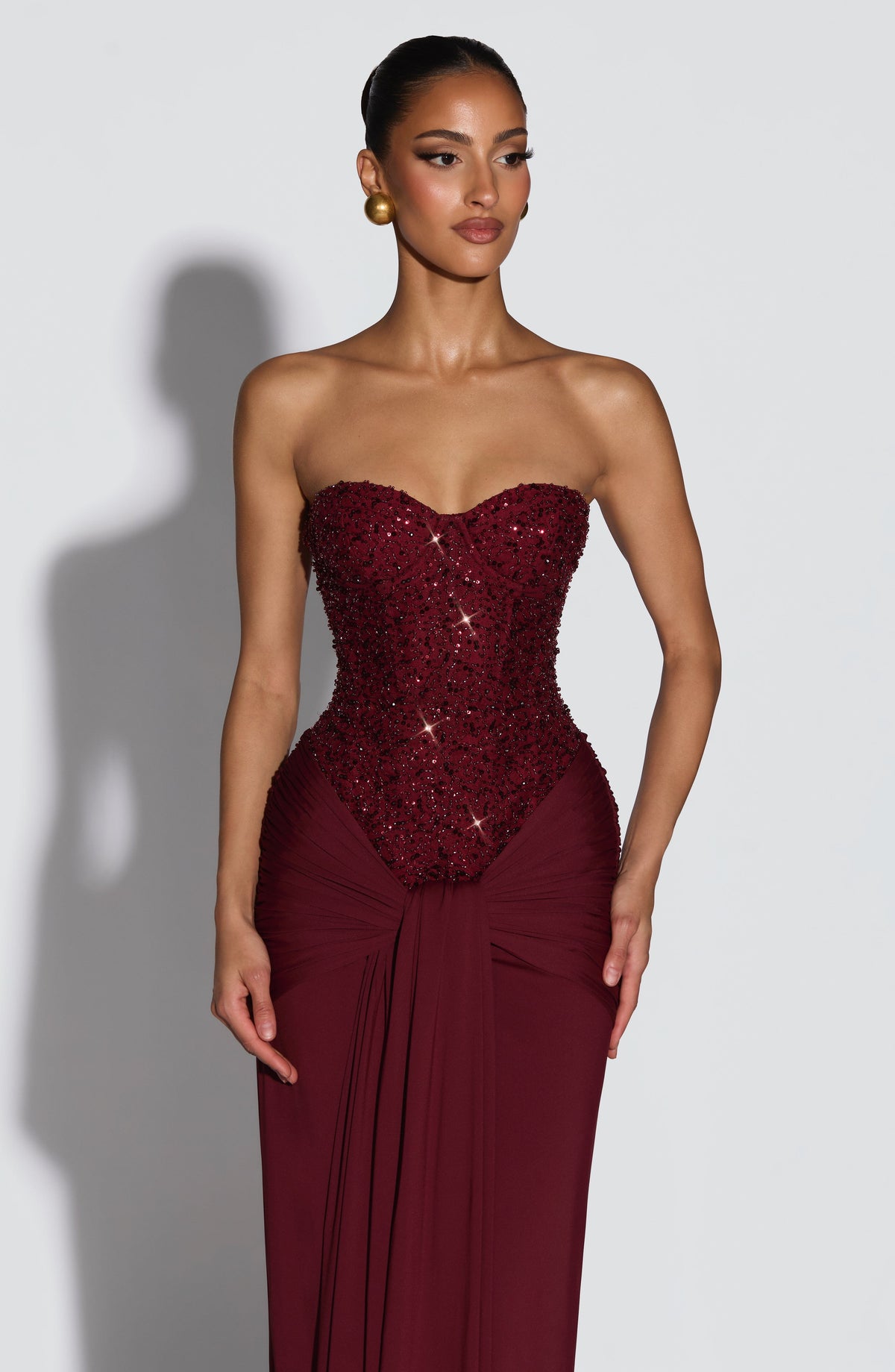 Carina Maxi Dress in Burgundy