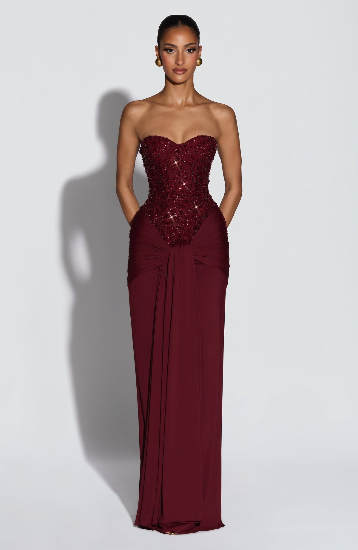 Carina Maxi Dress in Burgundy