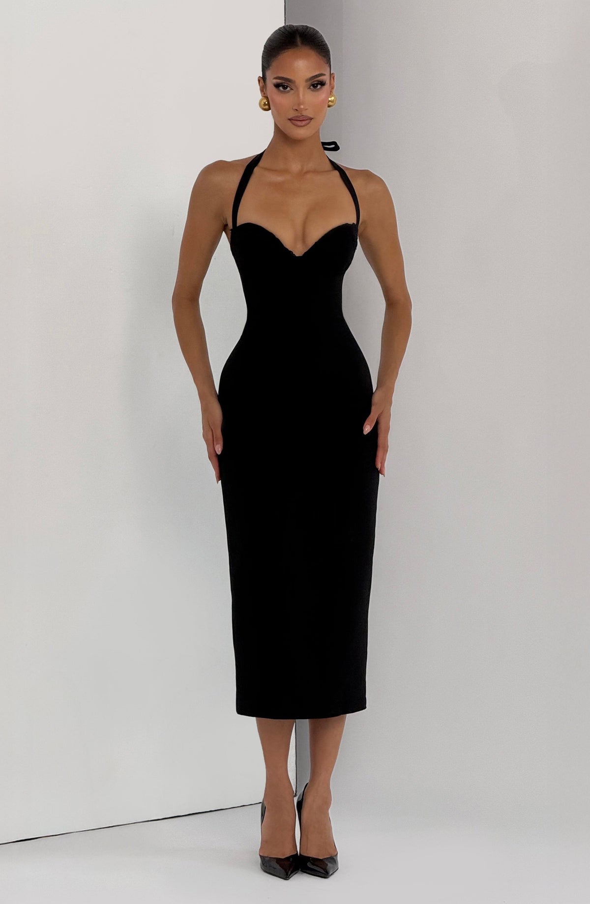 Cassiana Midi Dress in Black