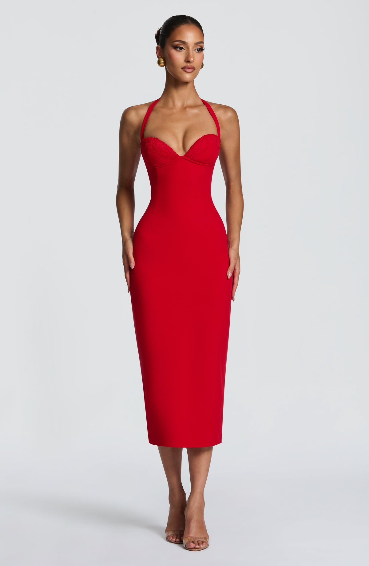 Cassiana Midi Dress in Red