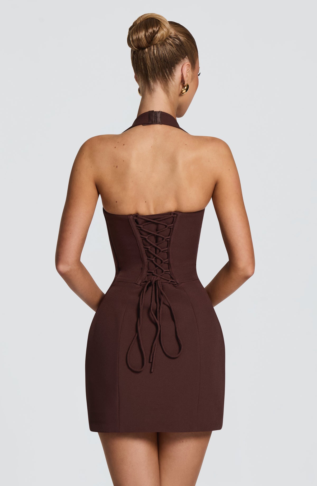 Charlisse Mini Dress in Plum Brown