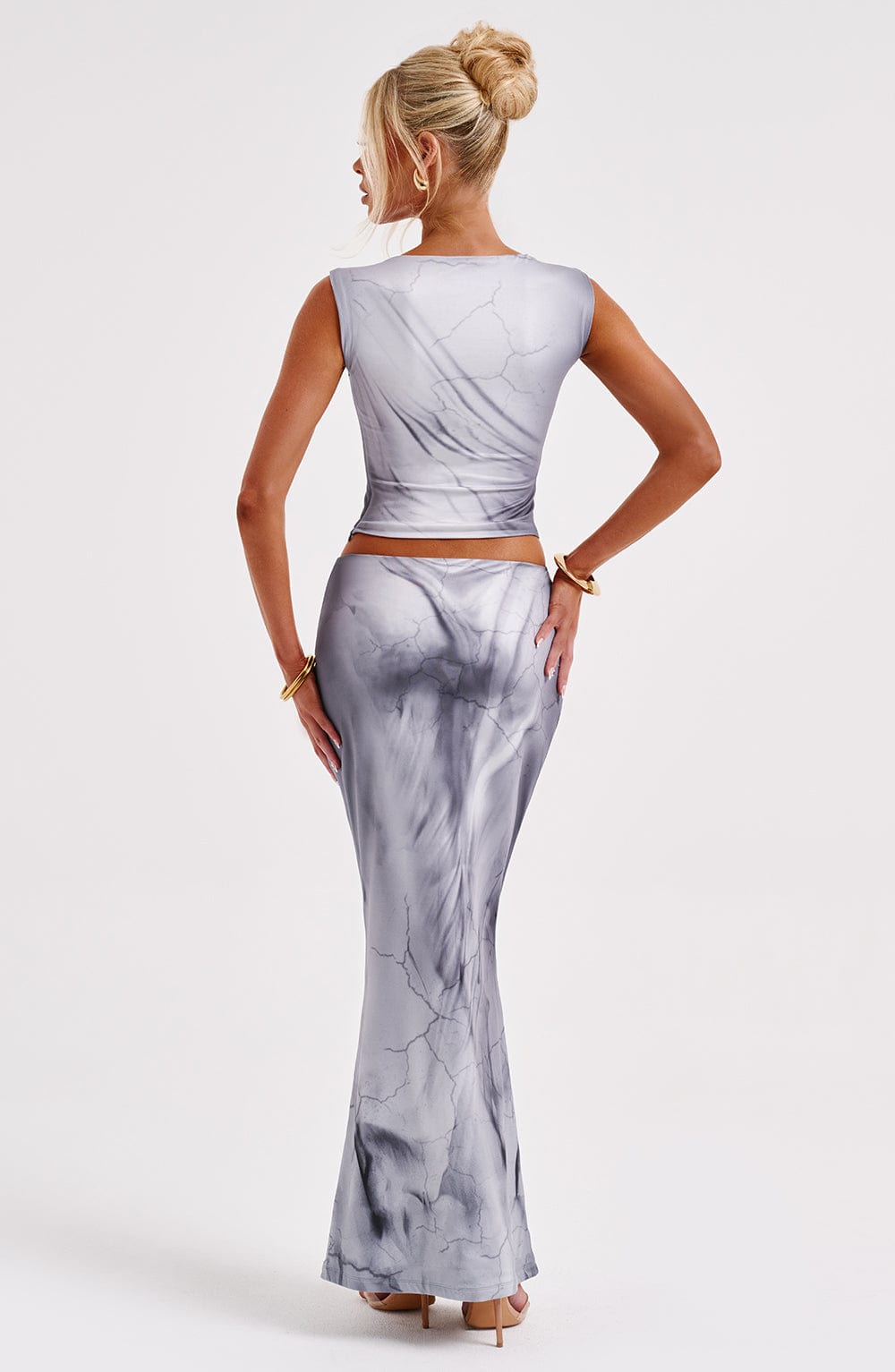Charmelle Top in Grey Body Print