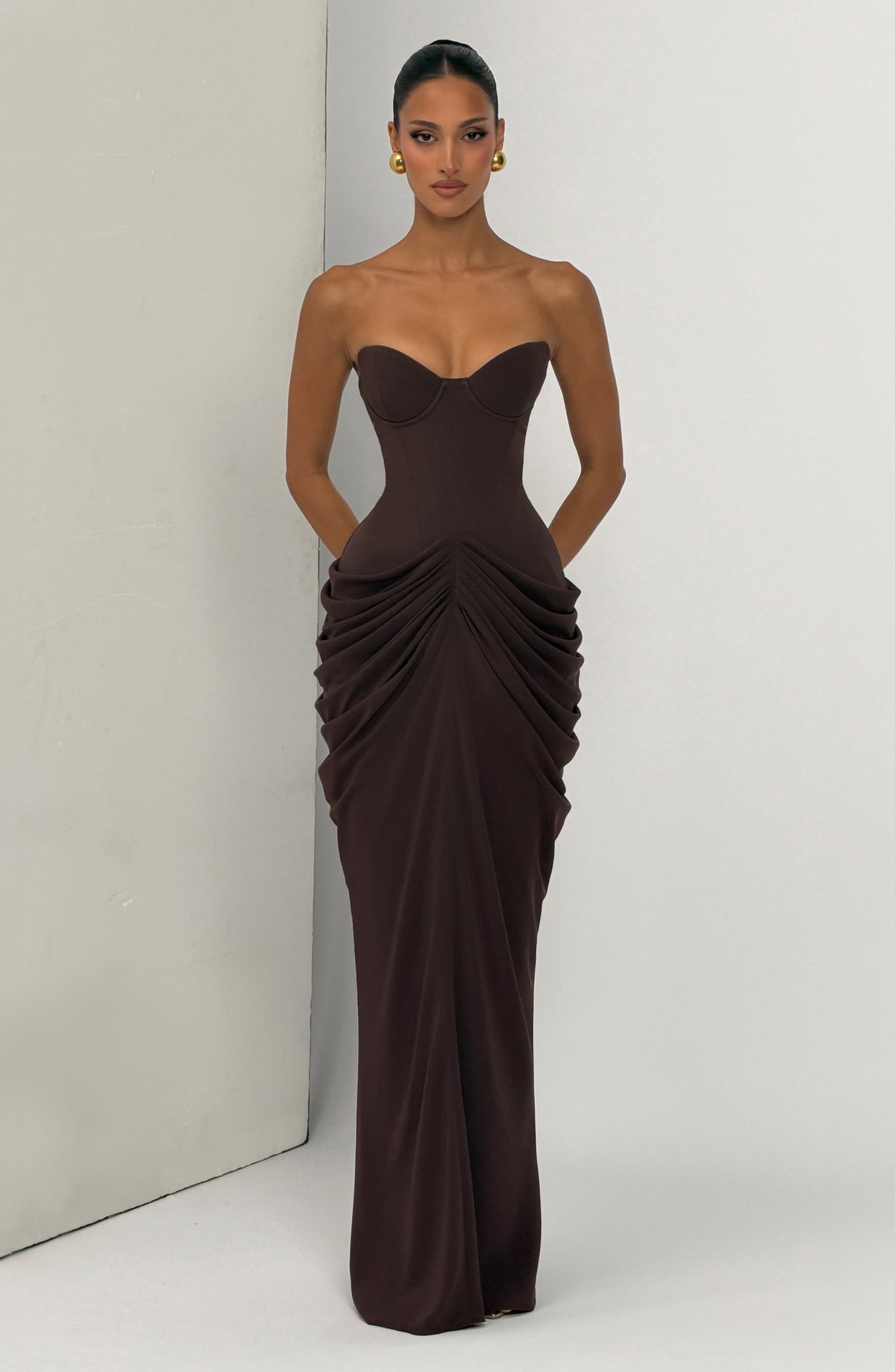 Chiarra Maxi Dress in Plum Brown