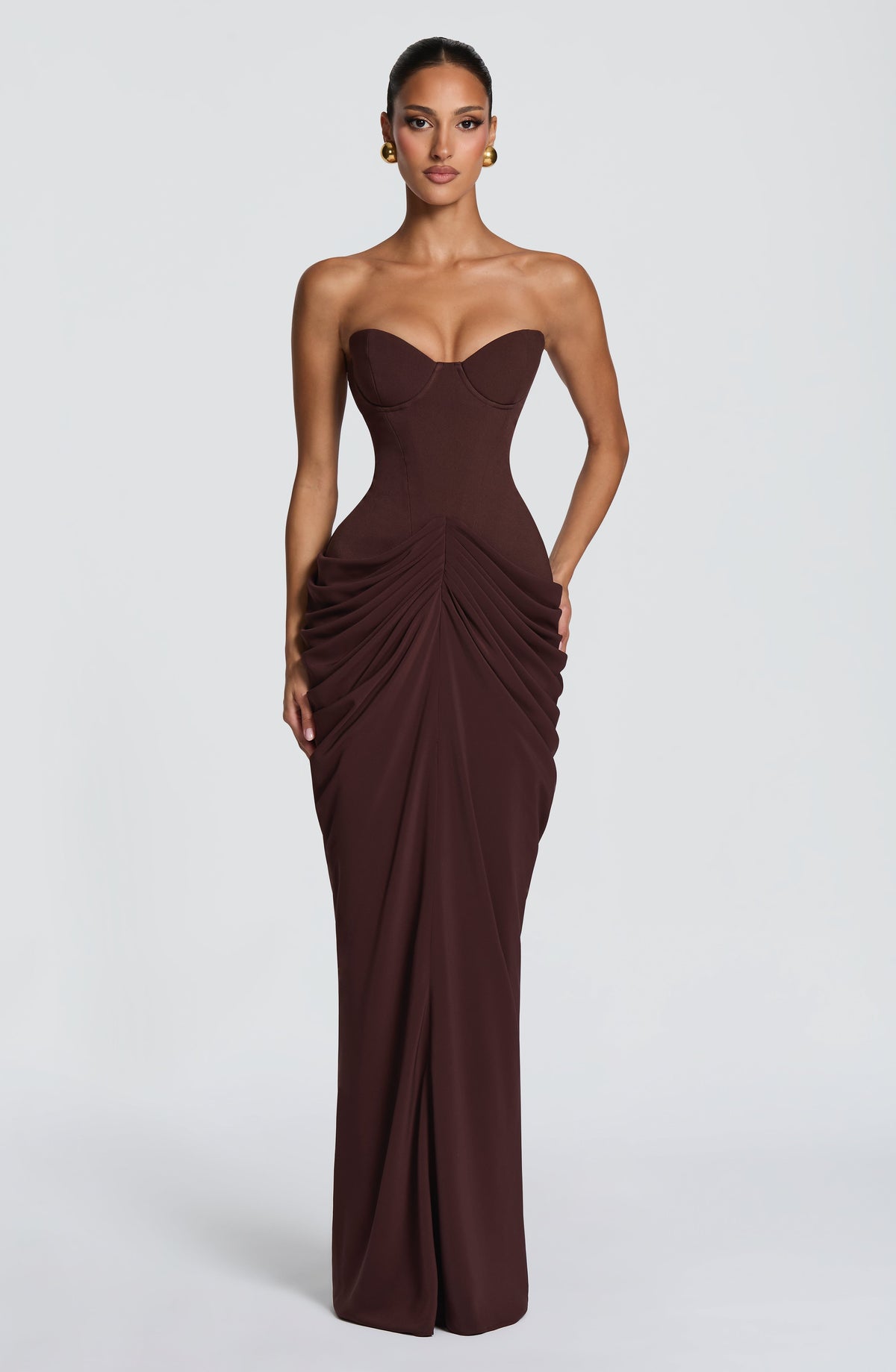 Chiarra Maxi Dress in Plum Brown