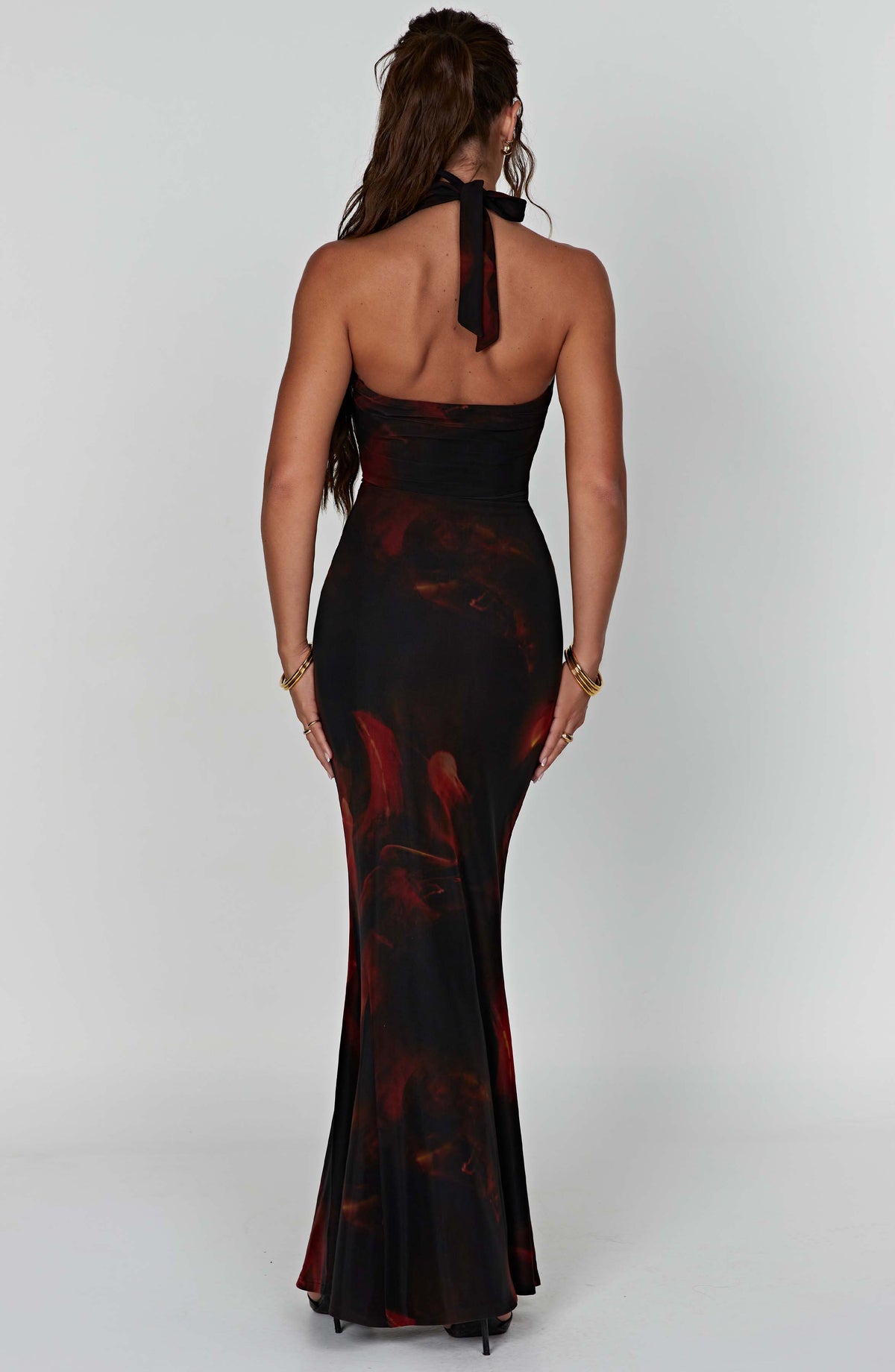 Chrisella Maxi Dress in Fire Print