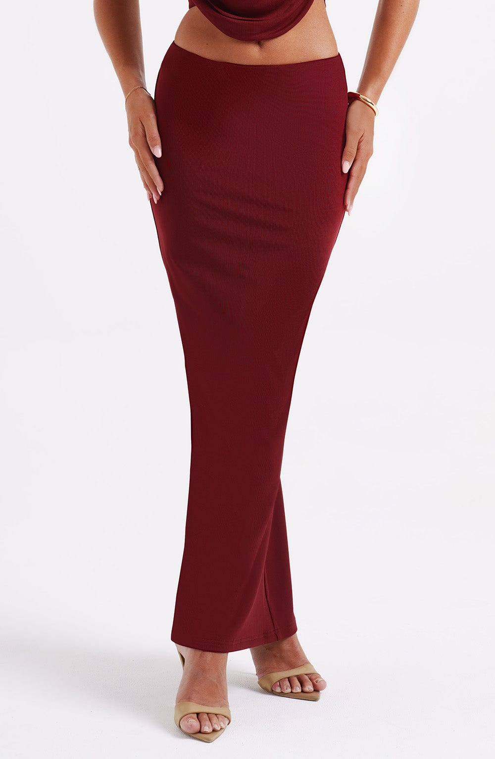 Chryselle Maxi Skirt in Burgundy
