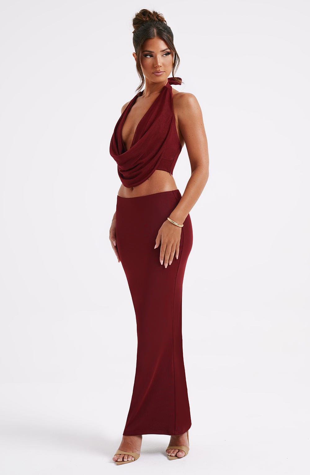 Chryselle Maxi Skirt in Burgundy