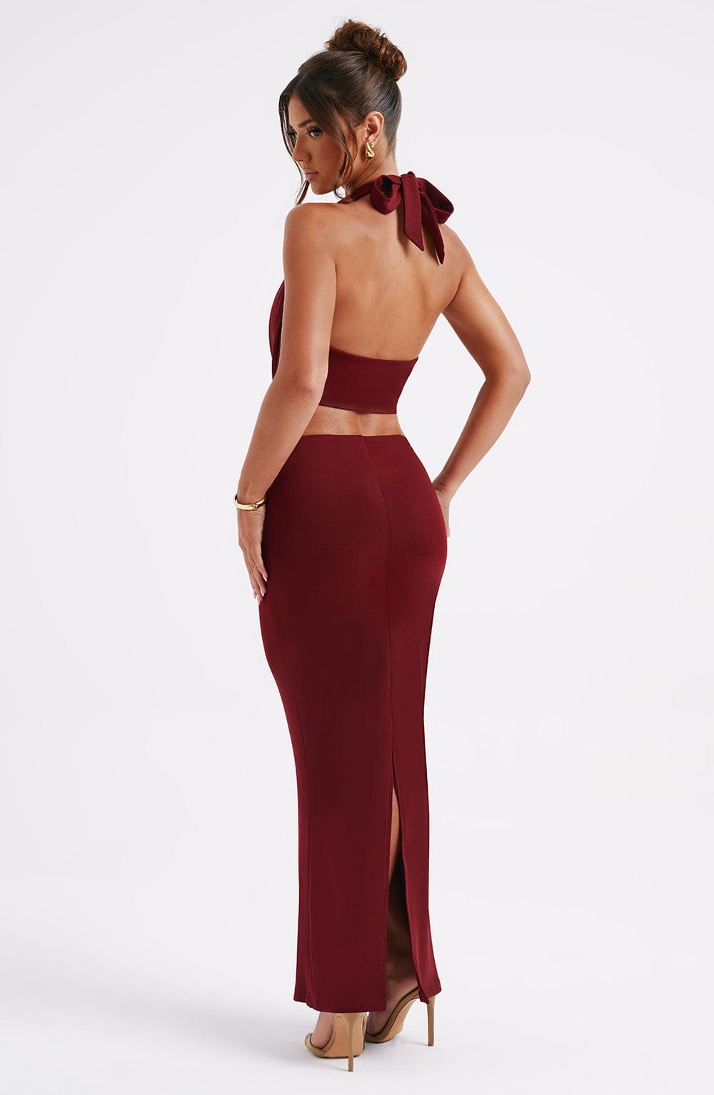 Chryselle Maxi Skirt in Burgundy
