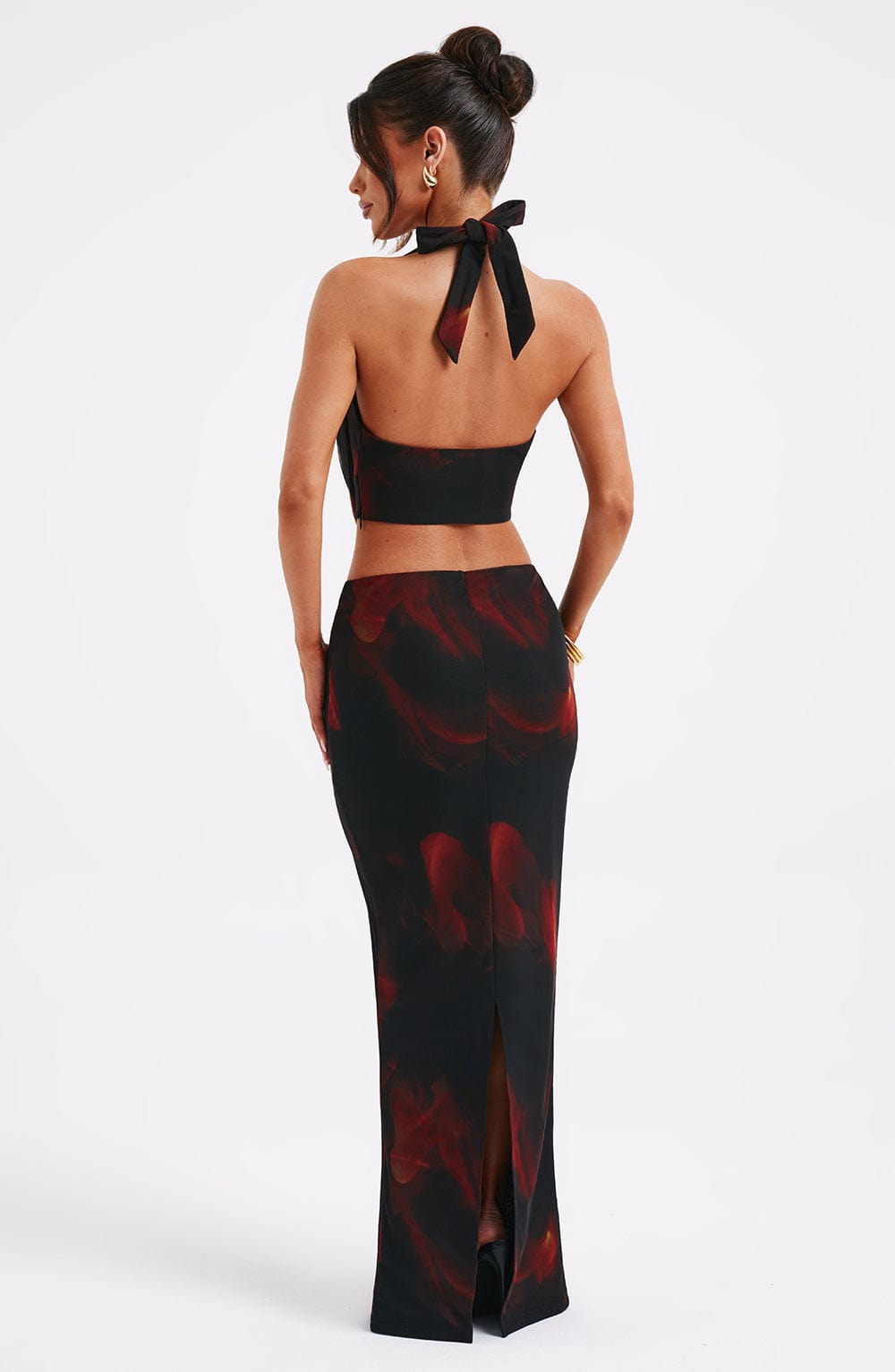 Chryselle Maxi Skirt in Fire Print