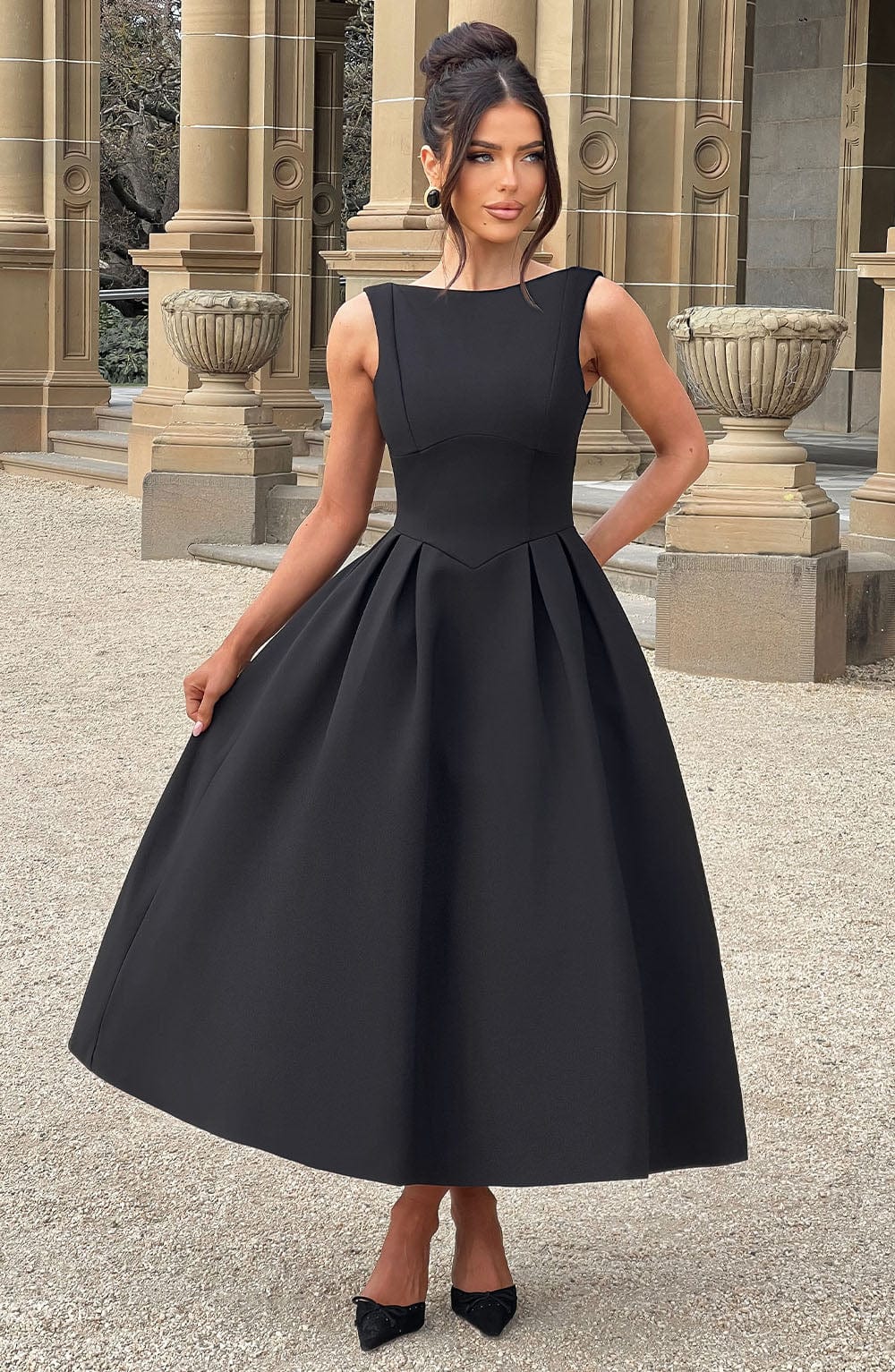 Clarabelle Midi Dress in Black