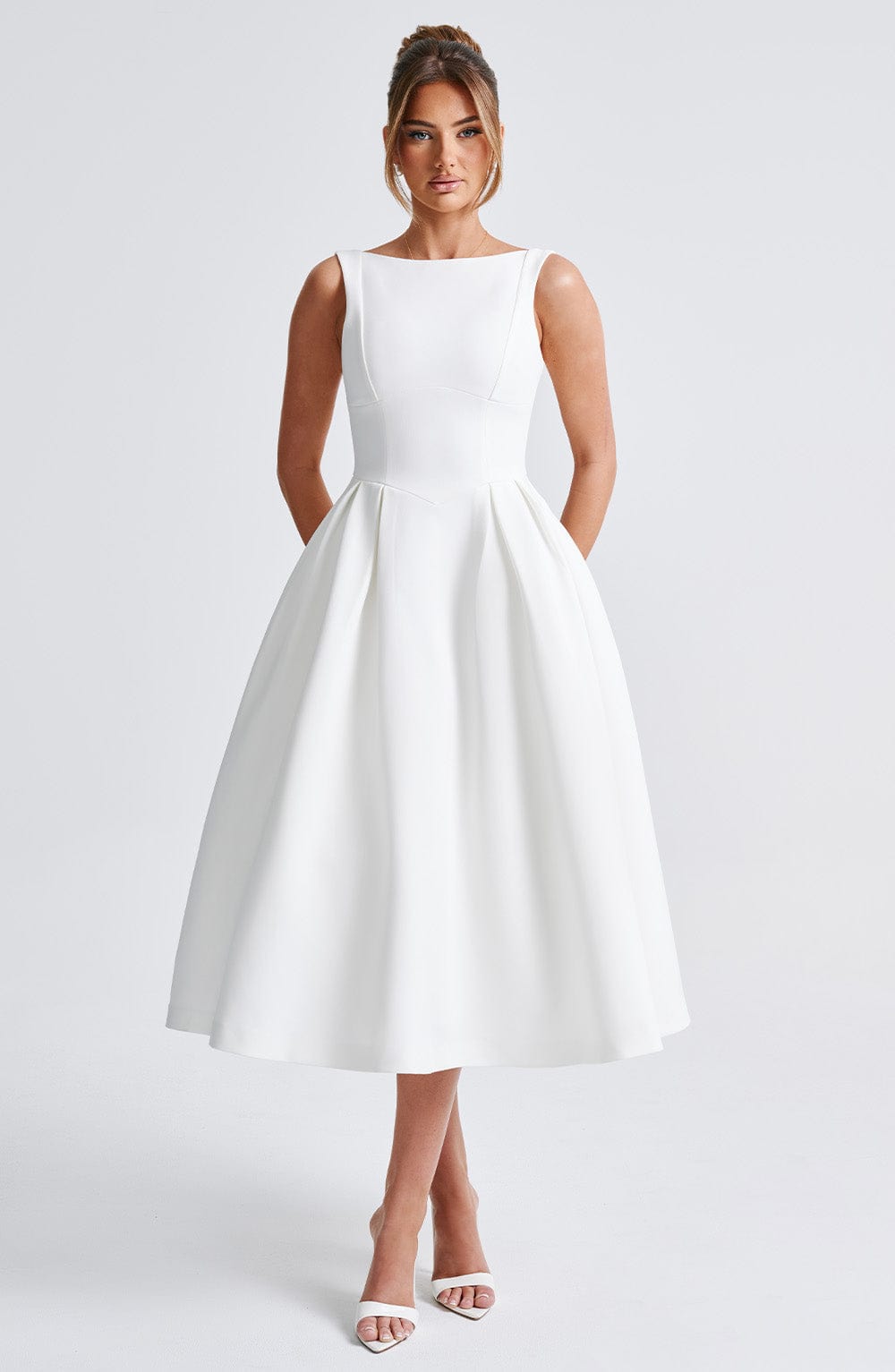Clarabelle Midi Dress in Ivory