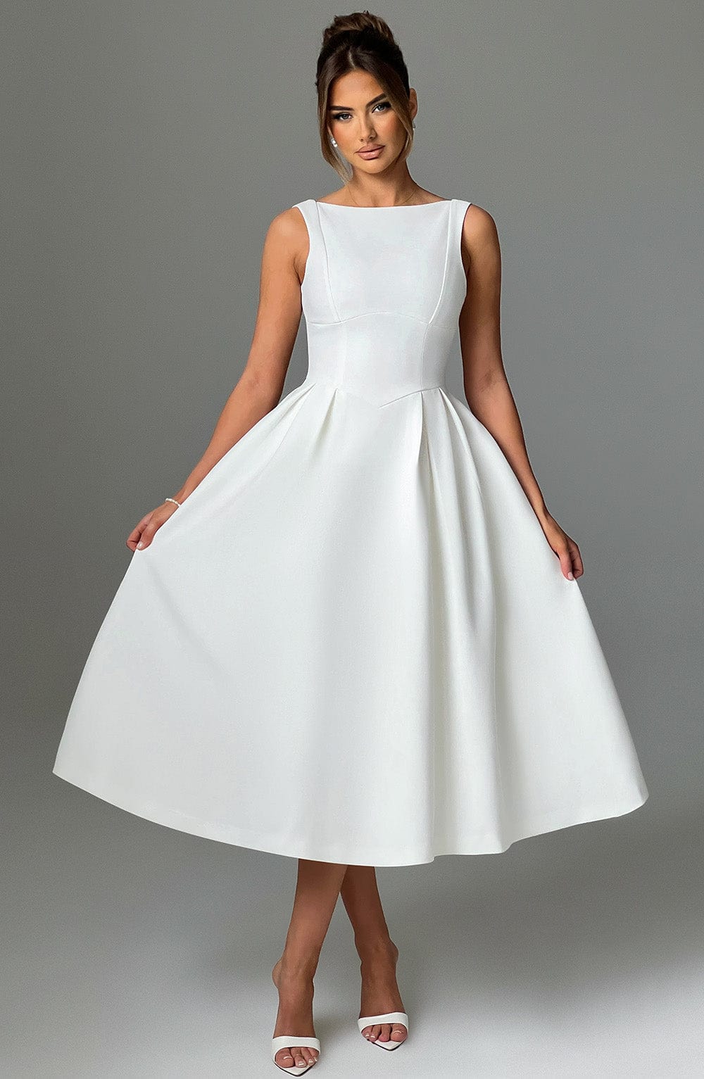Clarabelle Midi Dress in Ivory