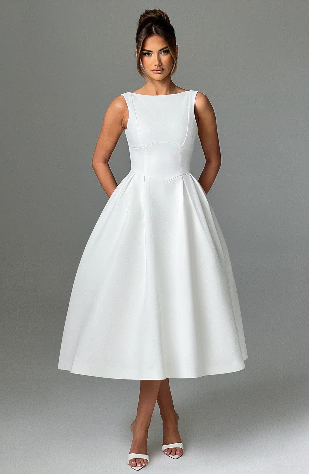 Clarabelle Midi Dress in Ivory