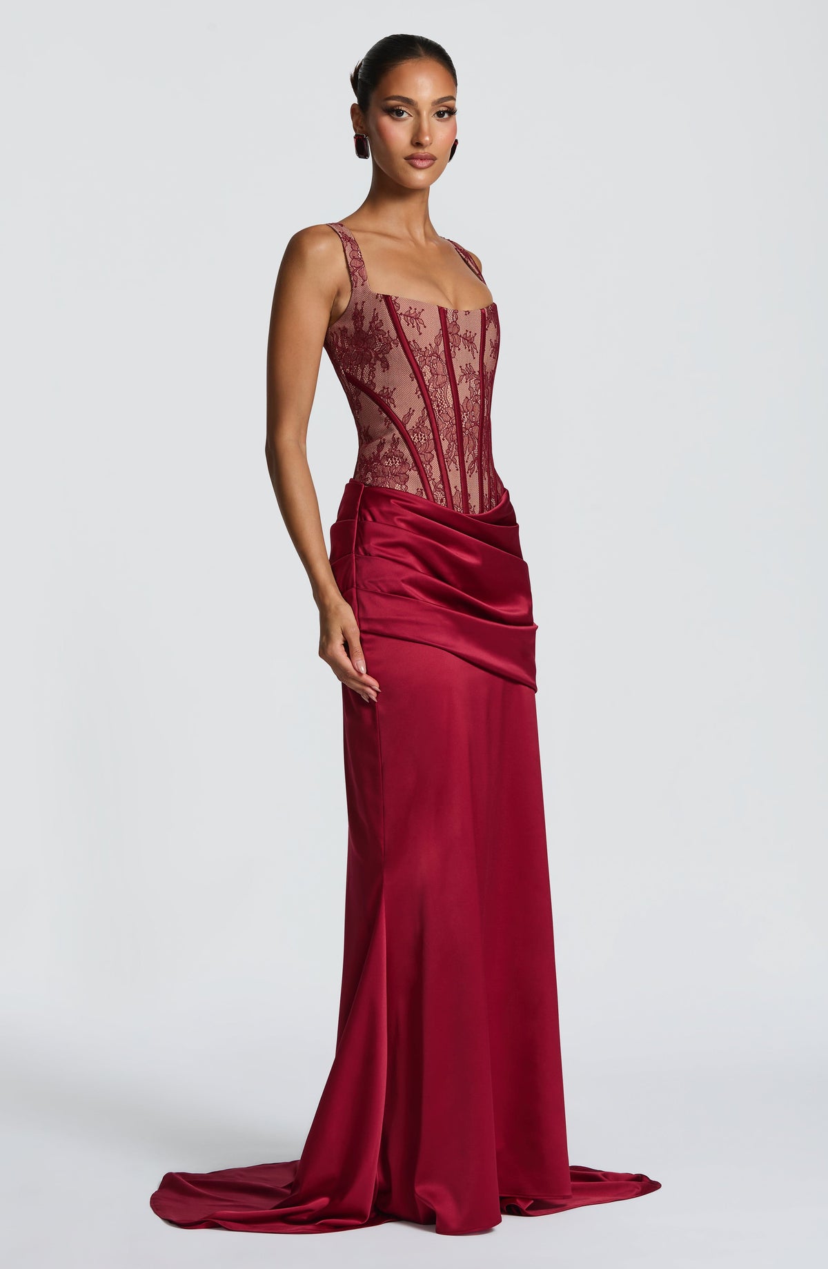 Claudine Maxi Skirt in Burgundy